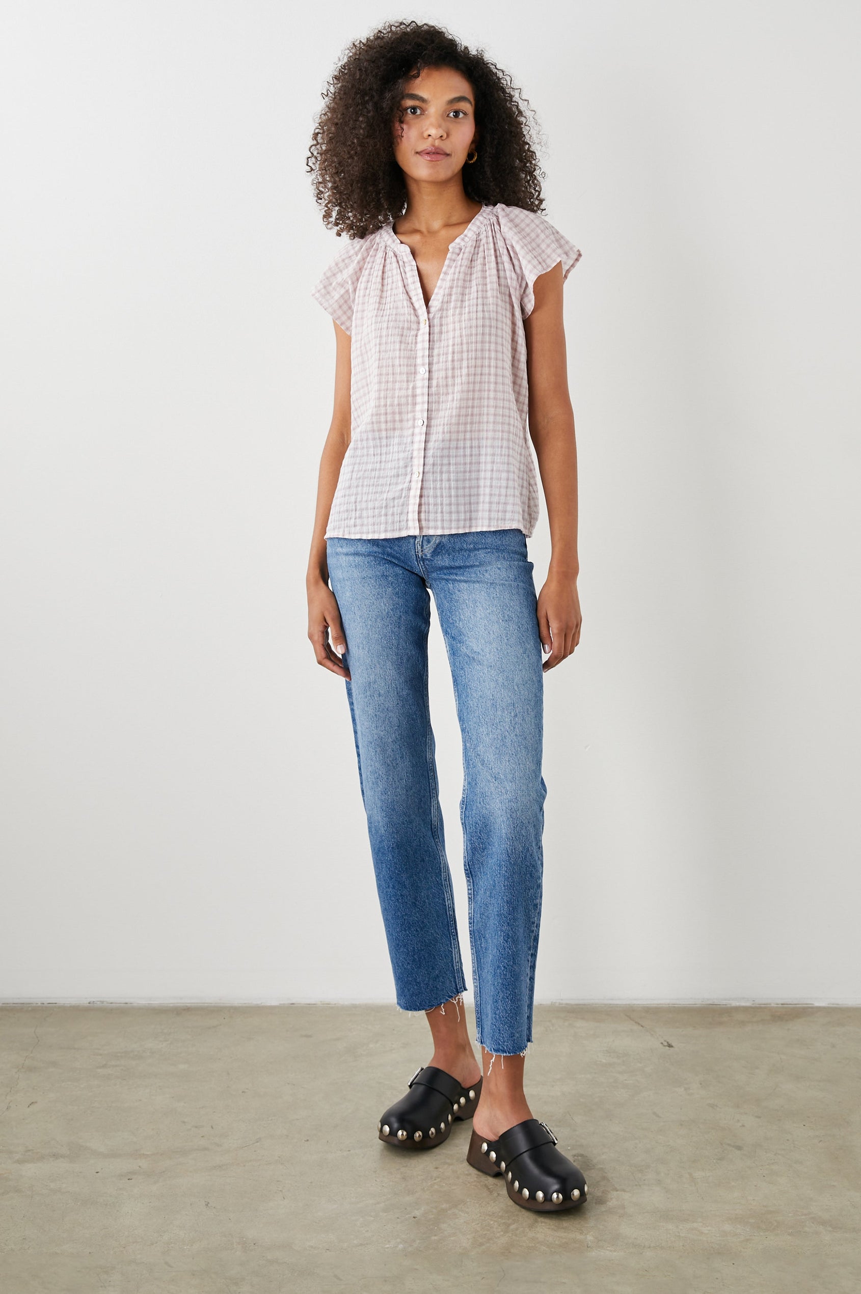 ALENA TOP SOFT ROSE CHECK - FULL FRONT BODY