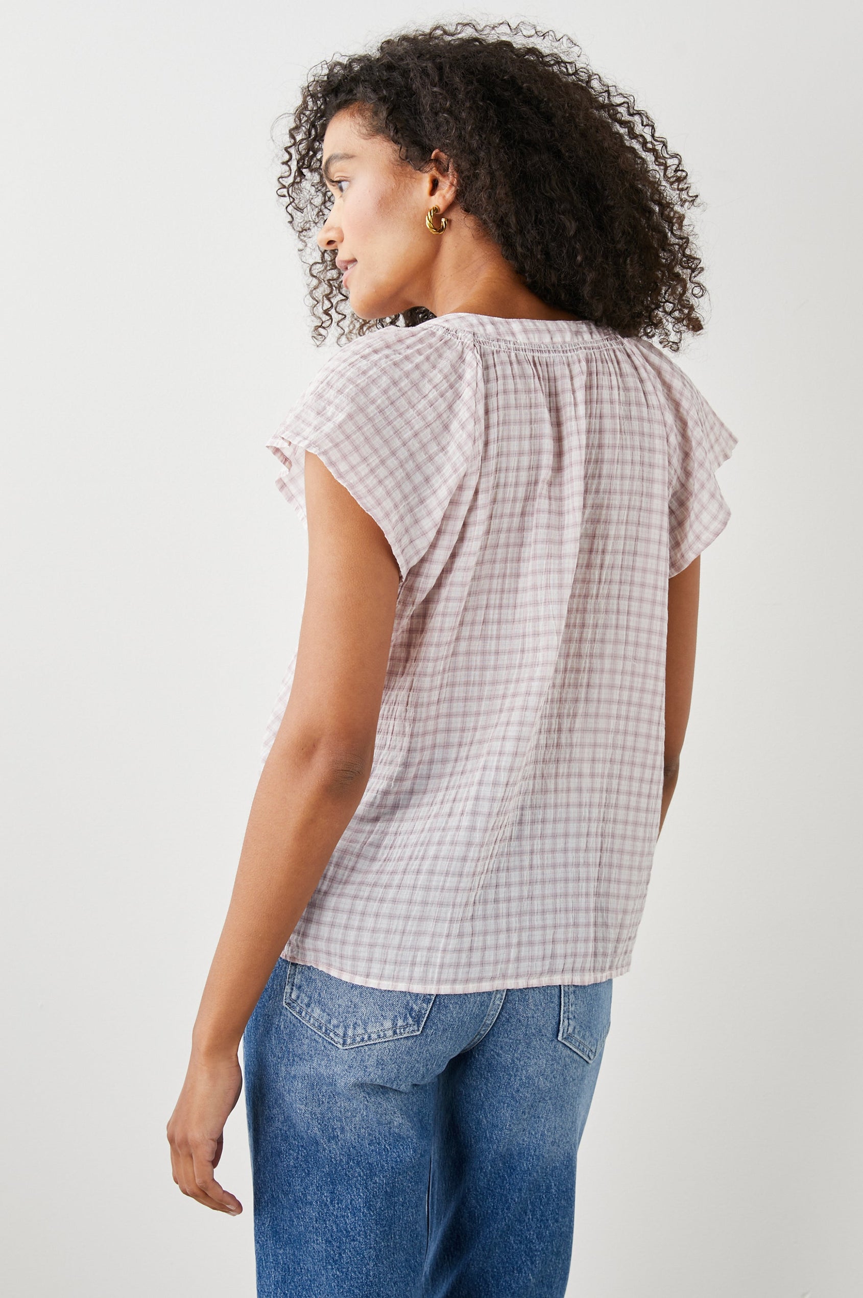 ALENA TOP SOFT ROSE CHECK - BACK