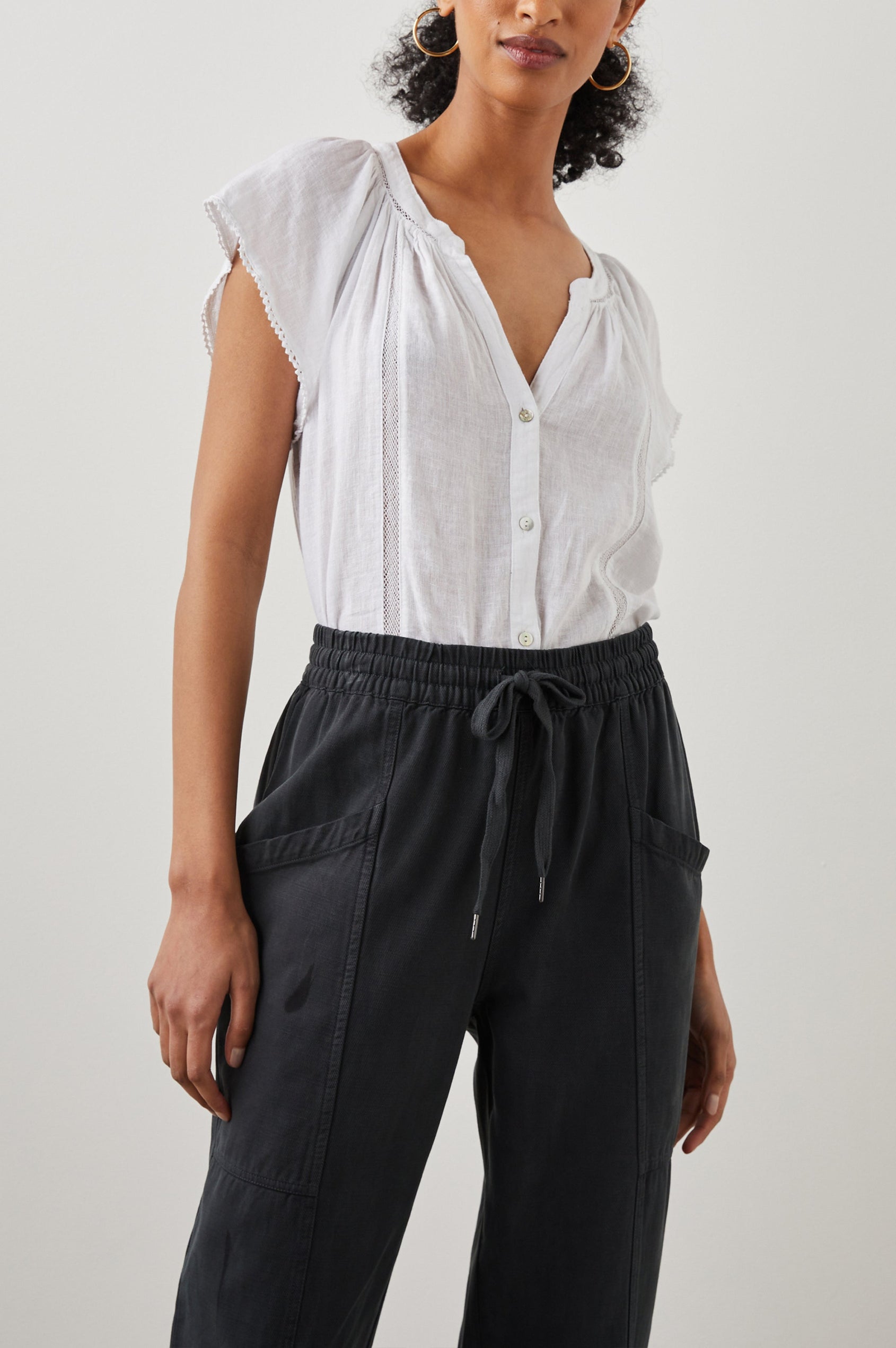ALENA TOP - WHITE LACE DETAIL