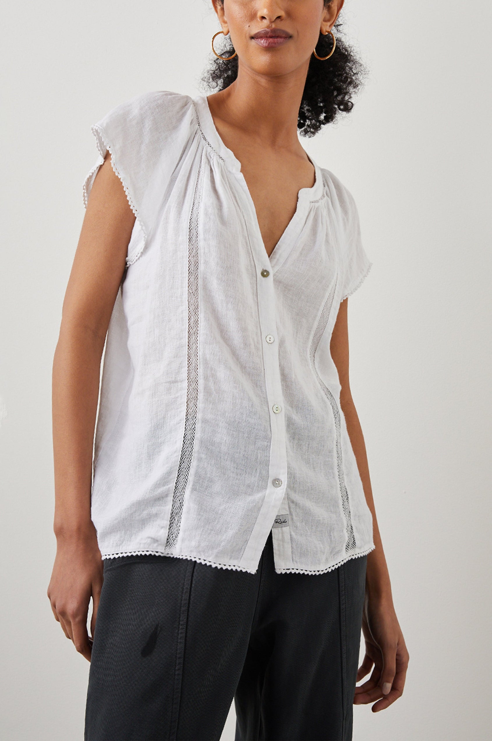 ALENA WHITE LACE DETAIL TOP - FRONT body