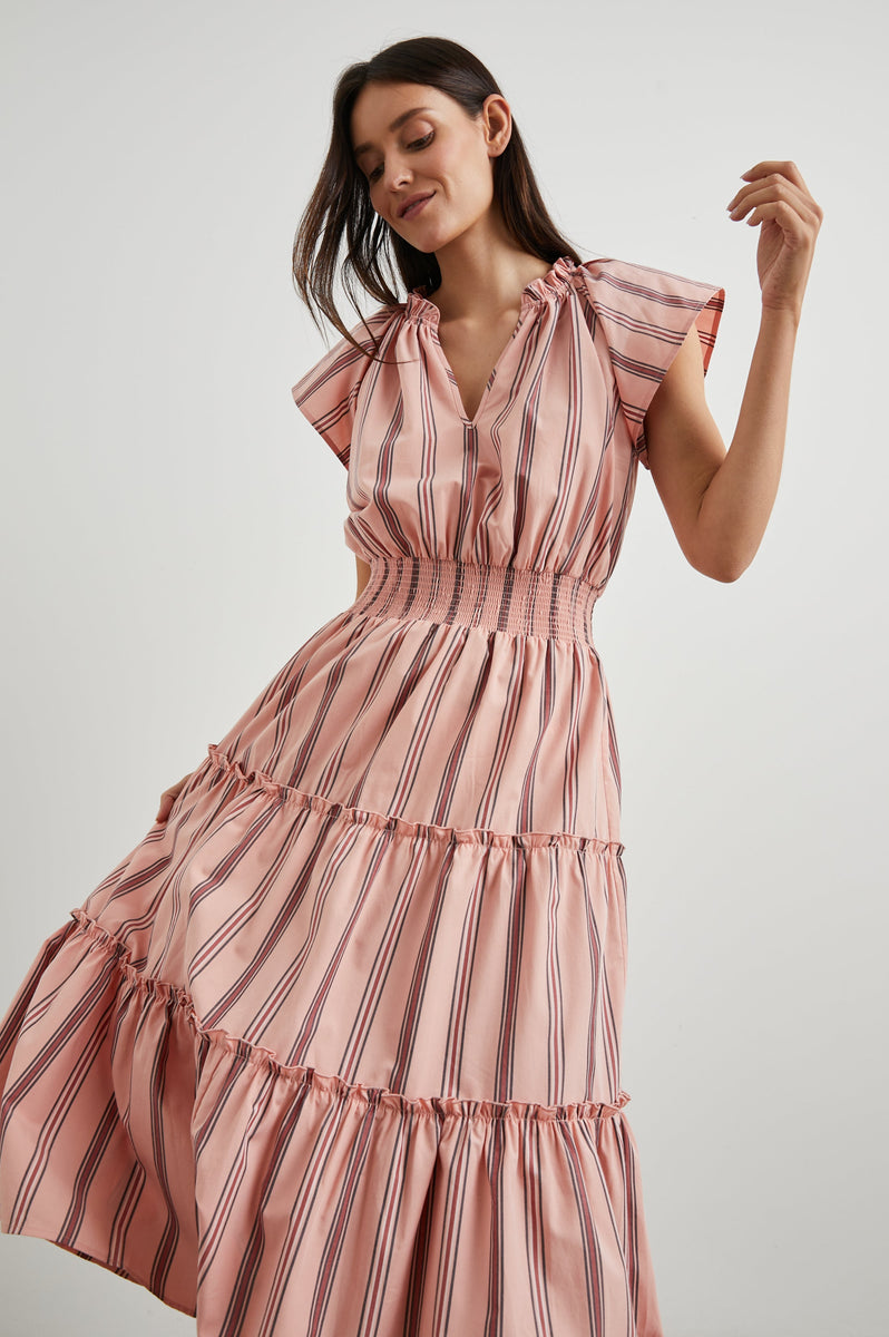 AMELLIA DRESS - CORAL NAVY STRIPE – Rails EU