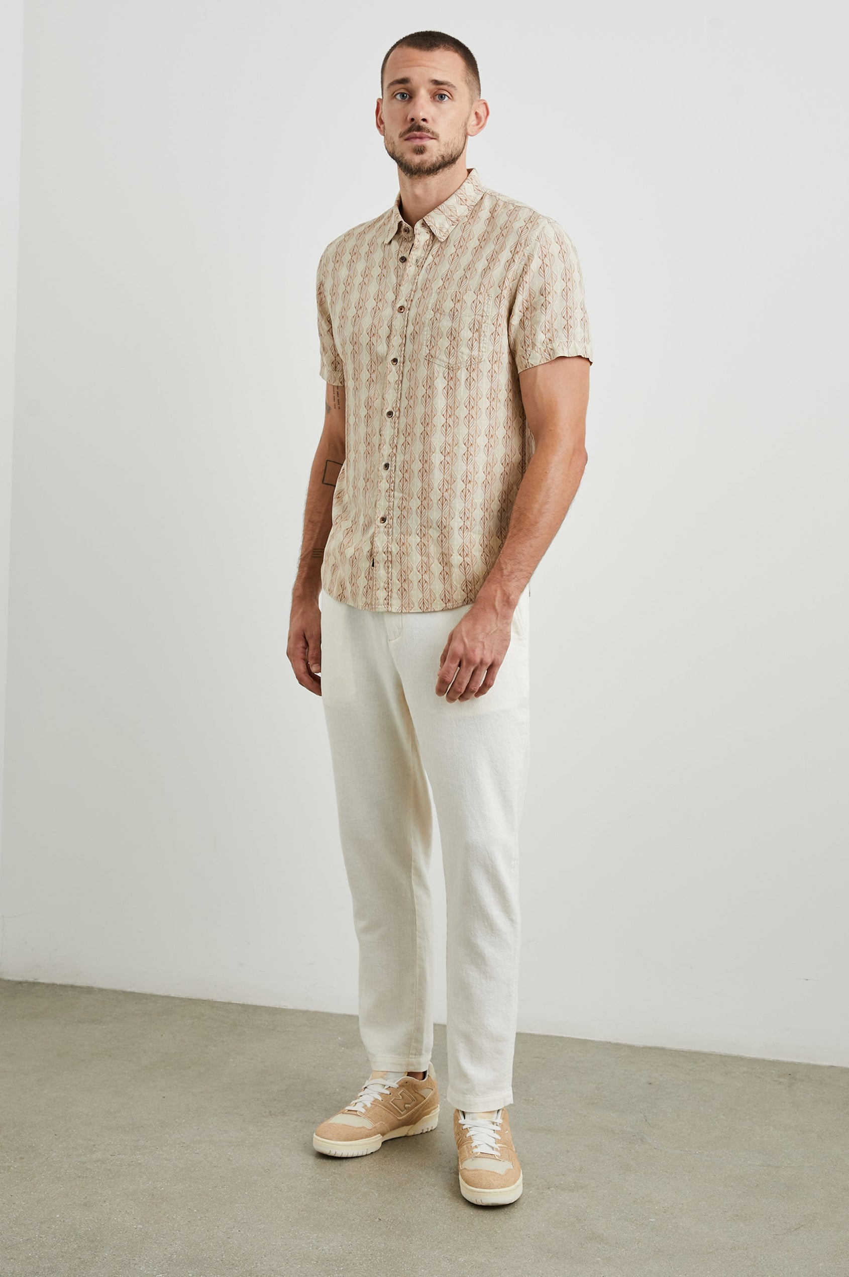 CARSON SHIRT - CHERUB SPRING OCHRE - FULL BODY SIDE
