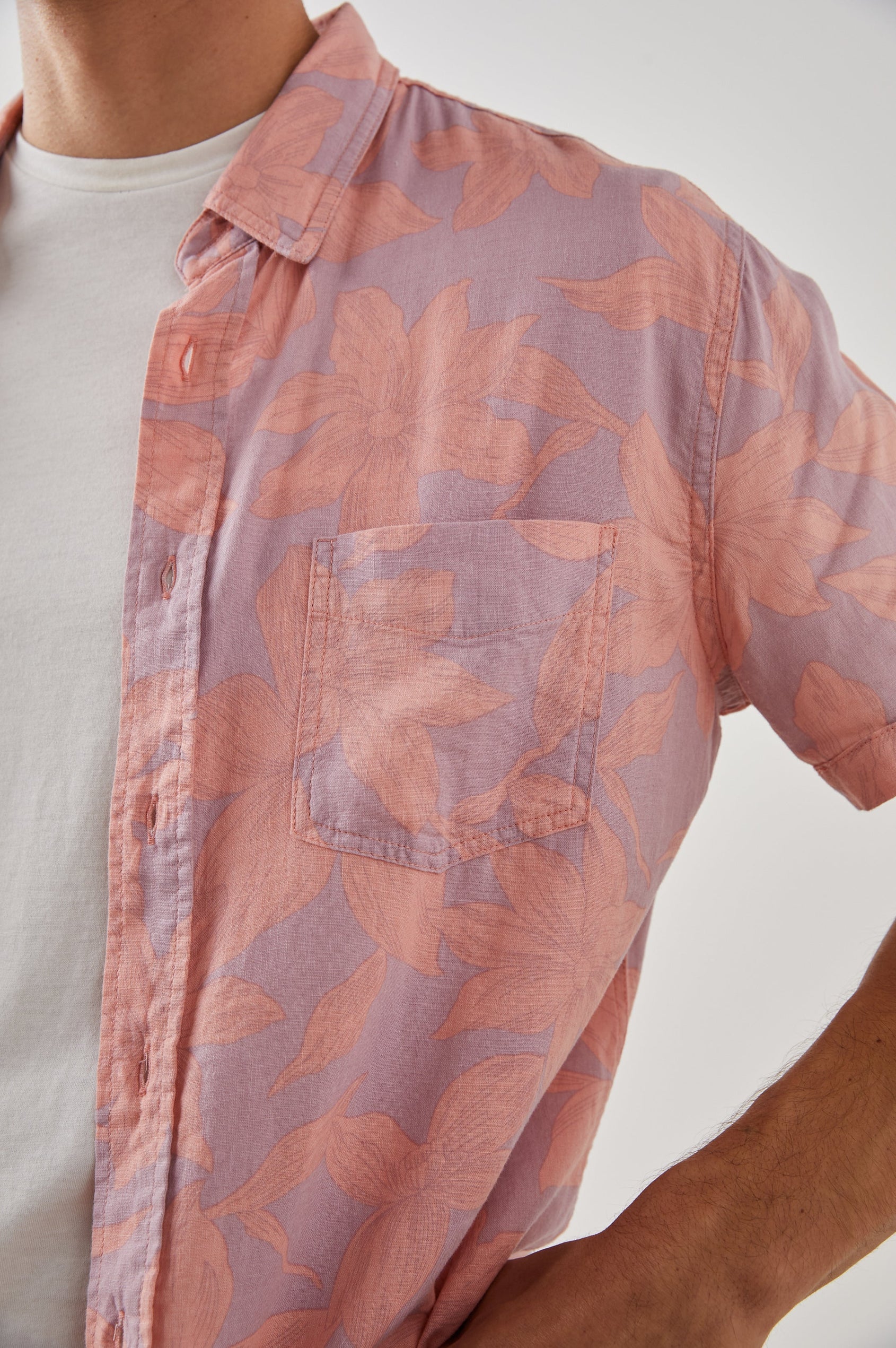 CARSON SHIRT GARDEN SANDS FLAMINGO - DETAIL