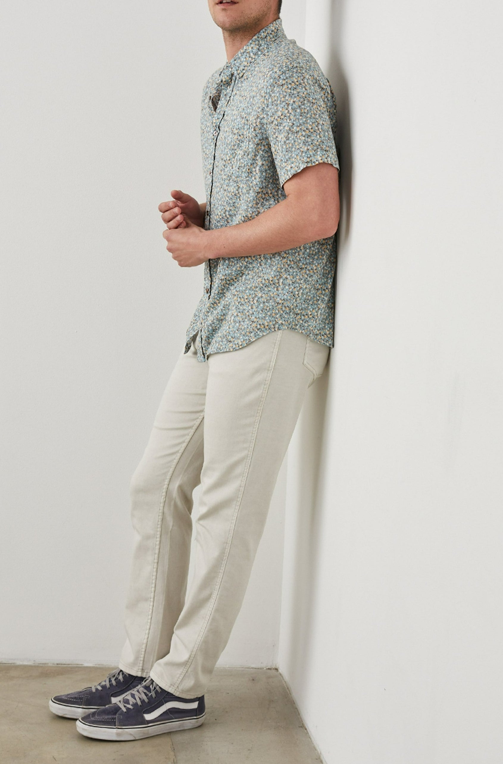 Carson Spring Blossom Teal Creamsicle Shirt - Full body side angle