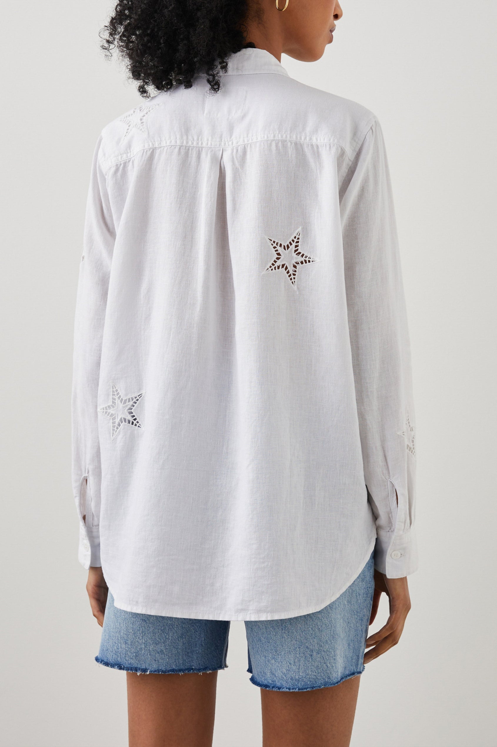 CHARLI SHIRT - WHITE EYELET STARS - BACK BODY
