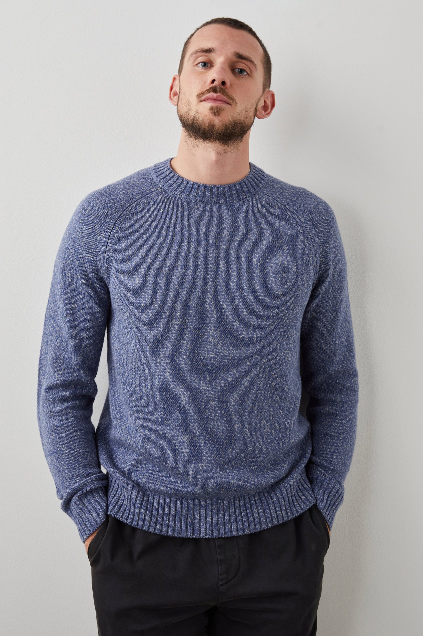 DONOVAN BLUE RIDGE SWEATER - FRONT HANDS IN POCKETS