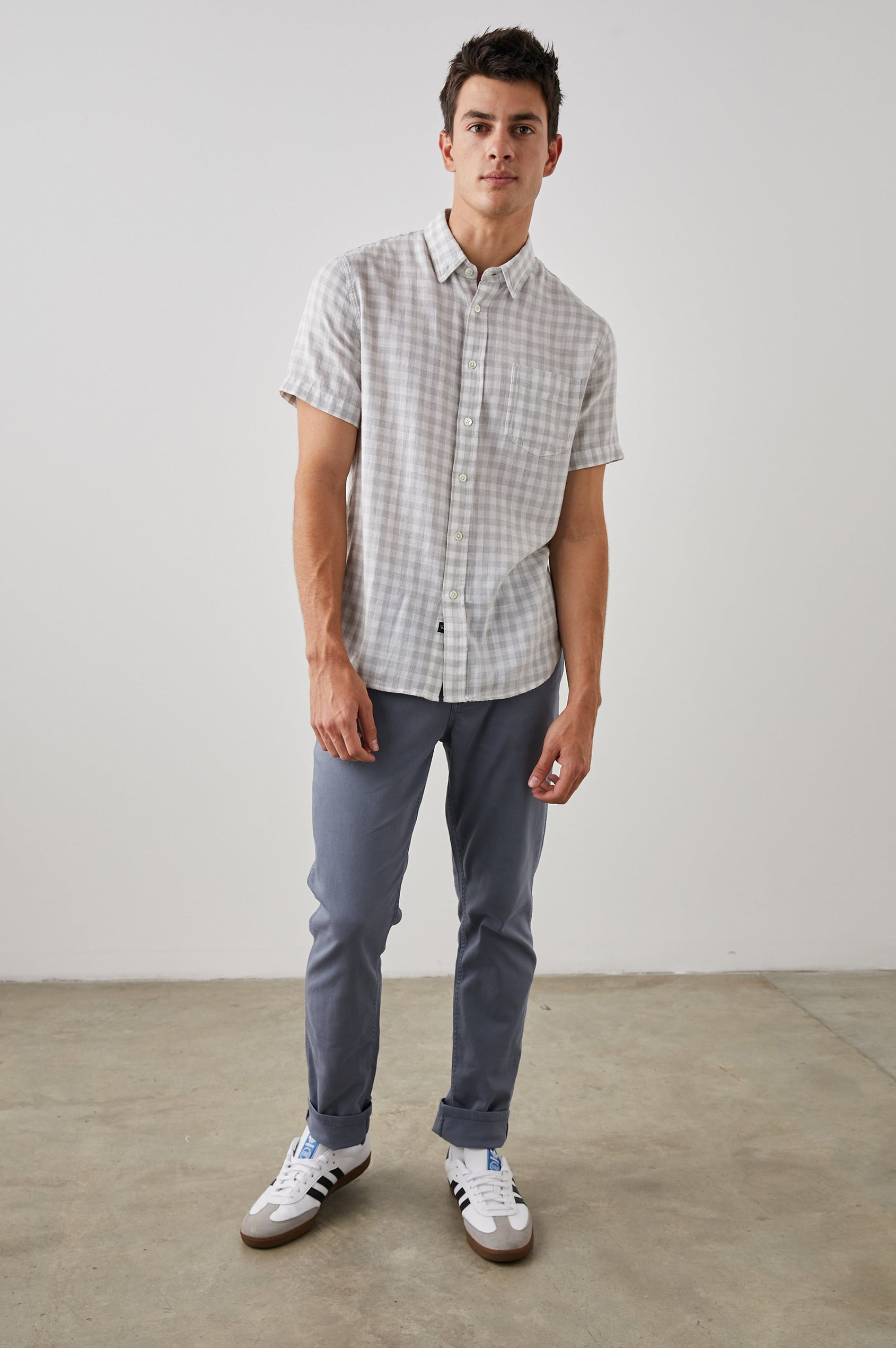 FAIRFAX SHIR GREY GINGHAM MELANGE - FULL FRONT BODY