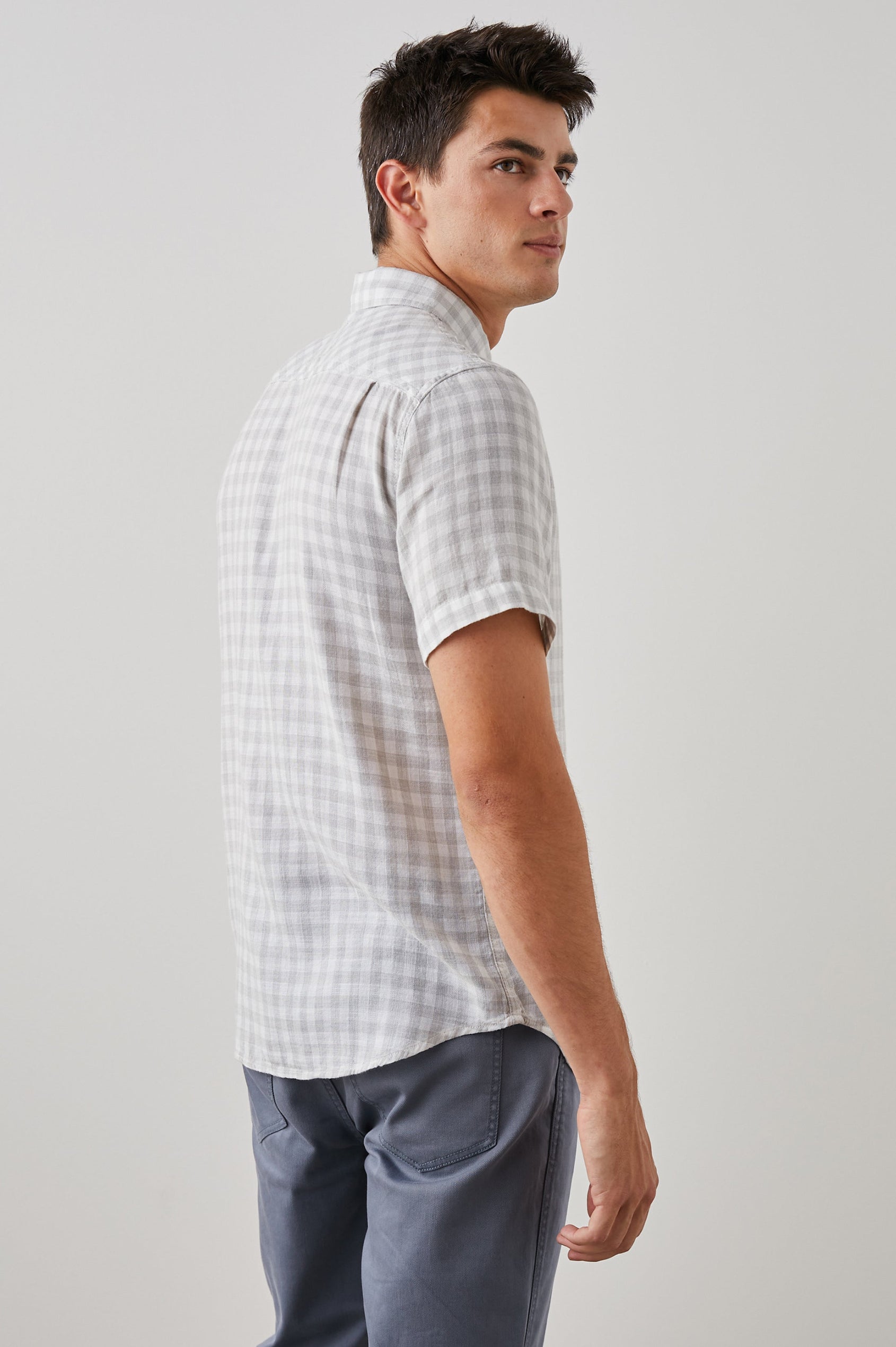 FAIRFAX SHIR GREY GINGHAM MELANGE - BACK