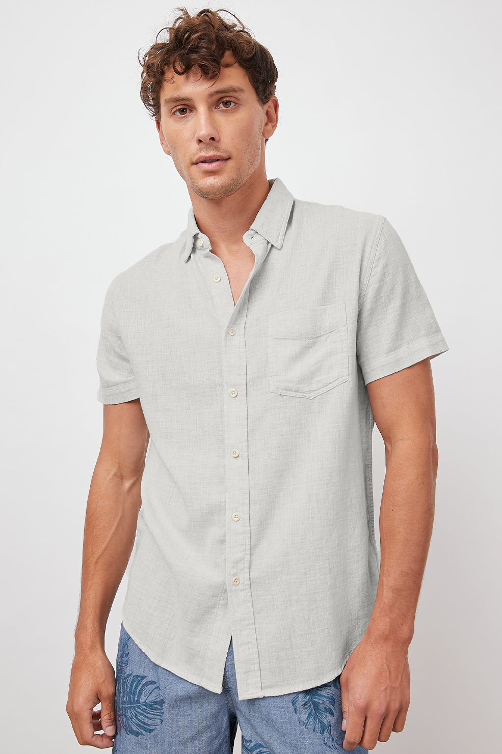 FAIRFAX GREY MELANGE SHORT SLEEVE BUTTON DOWN-FRONT MOTION