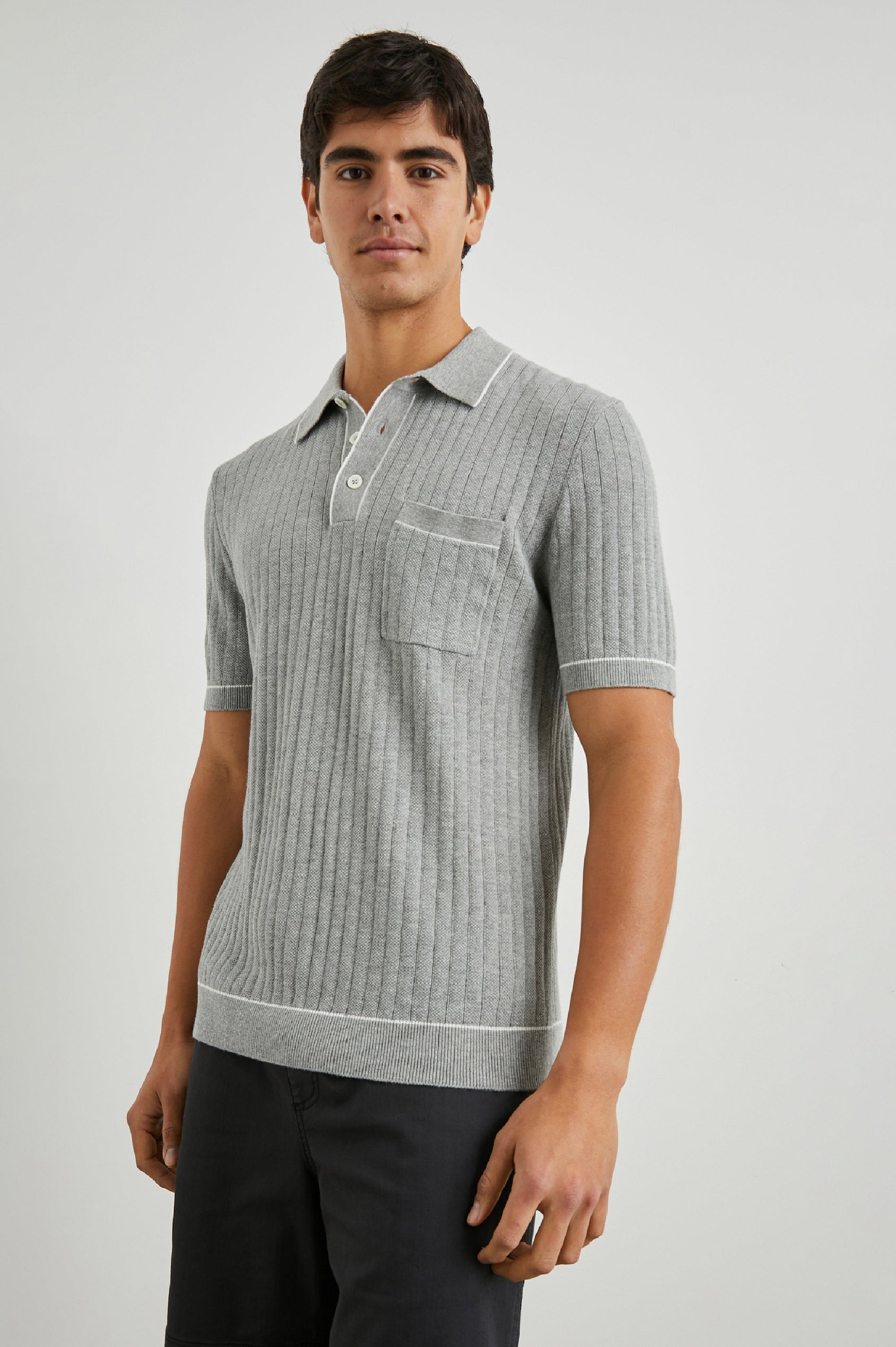 HARDY POLO SHIRT - GREY MELANGE - SIDE BODY