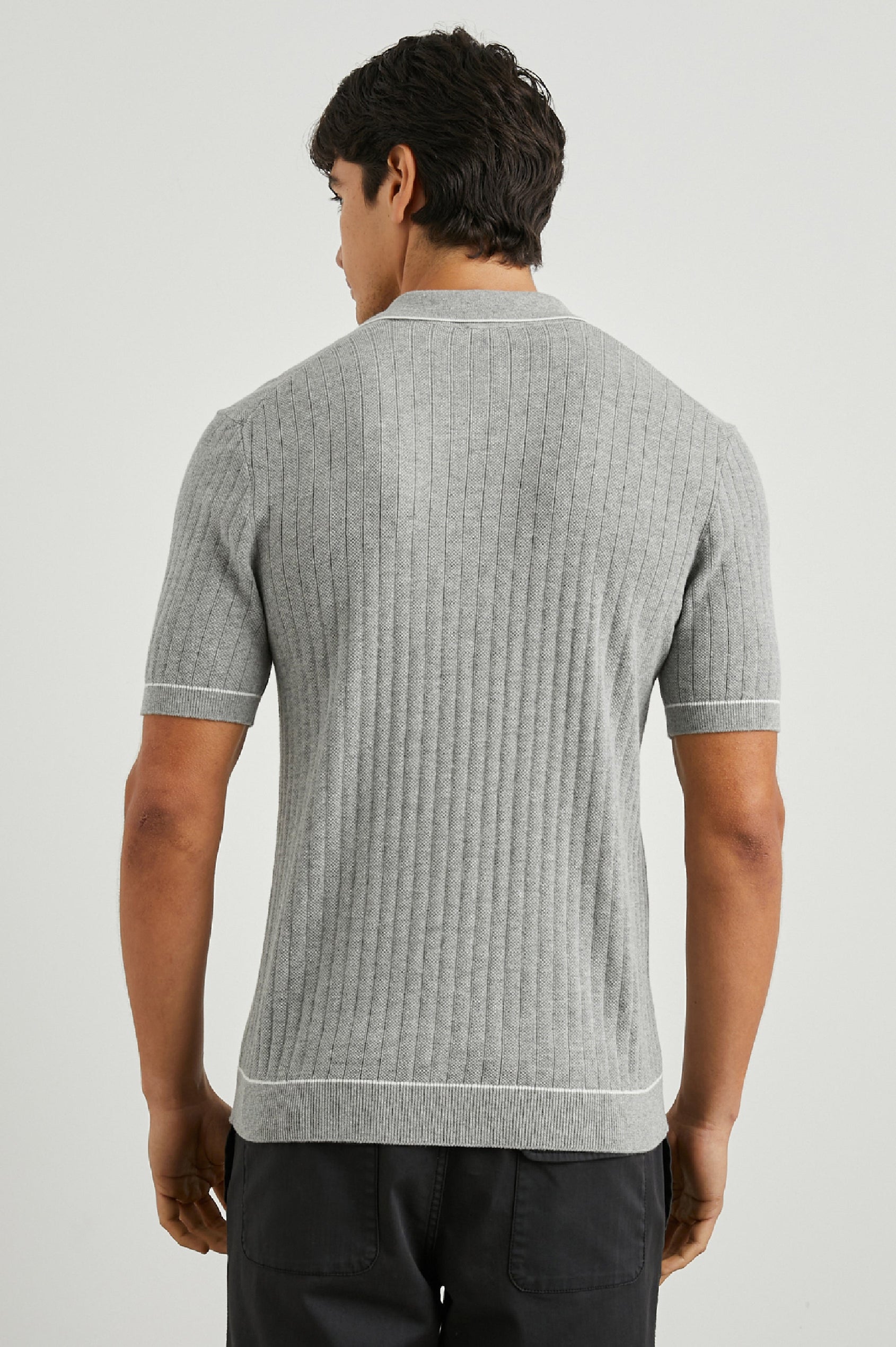 HARDY POLO SHIRT - GREY MELANGE - BACK BODY