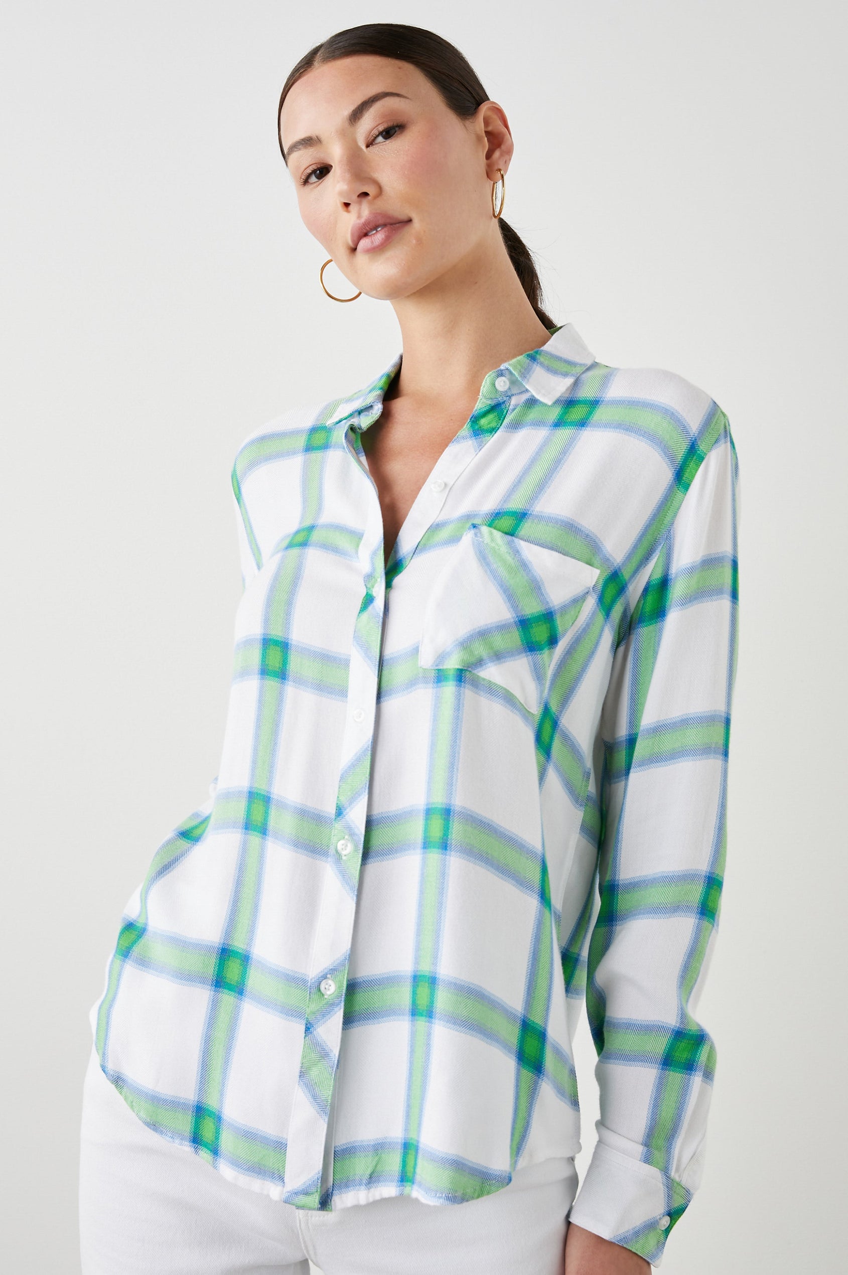 HUNTER SHIRT AZURE LIME - FRONT UNTUCKED