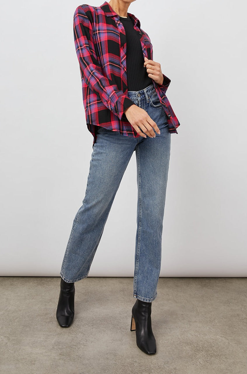 HUNTER BLACK CORAL TEAL SHIRT-FULL FRONT BODY