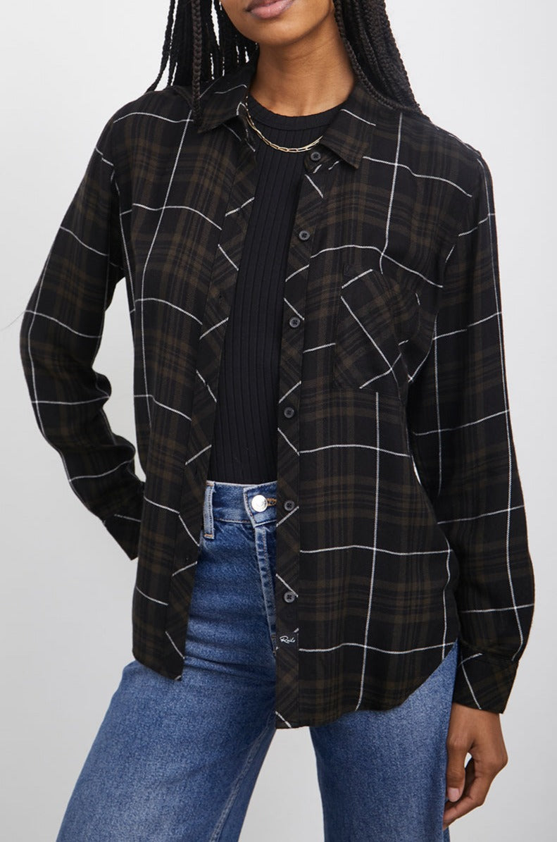 HUNTER OLIVE CARBON WHITE SHIRT- FRONT