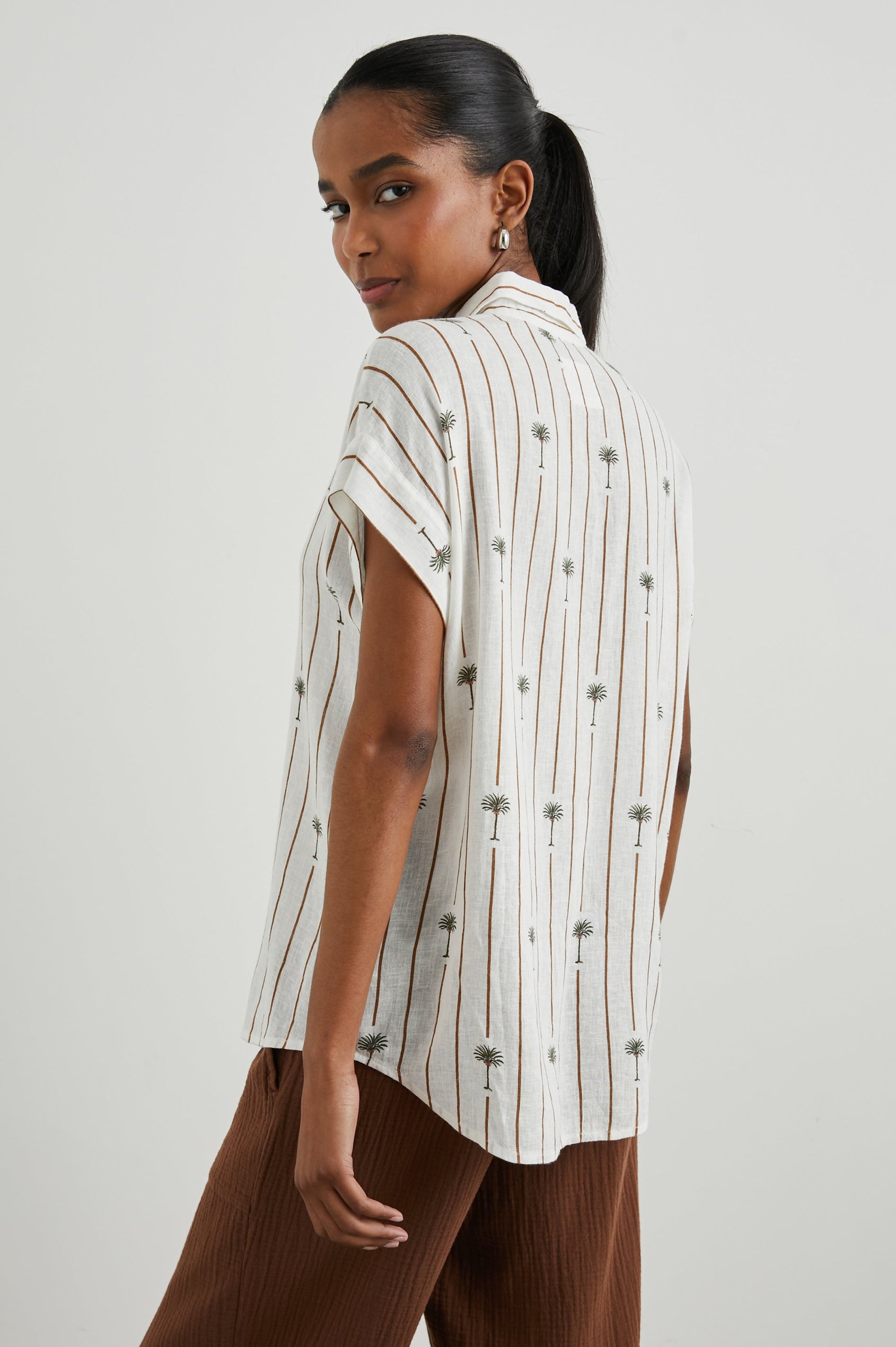 JAMIE SHIRT - STRIPE PALMS - SIDE BODY