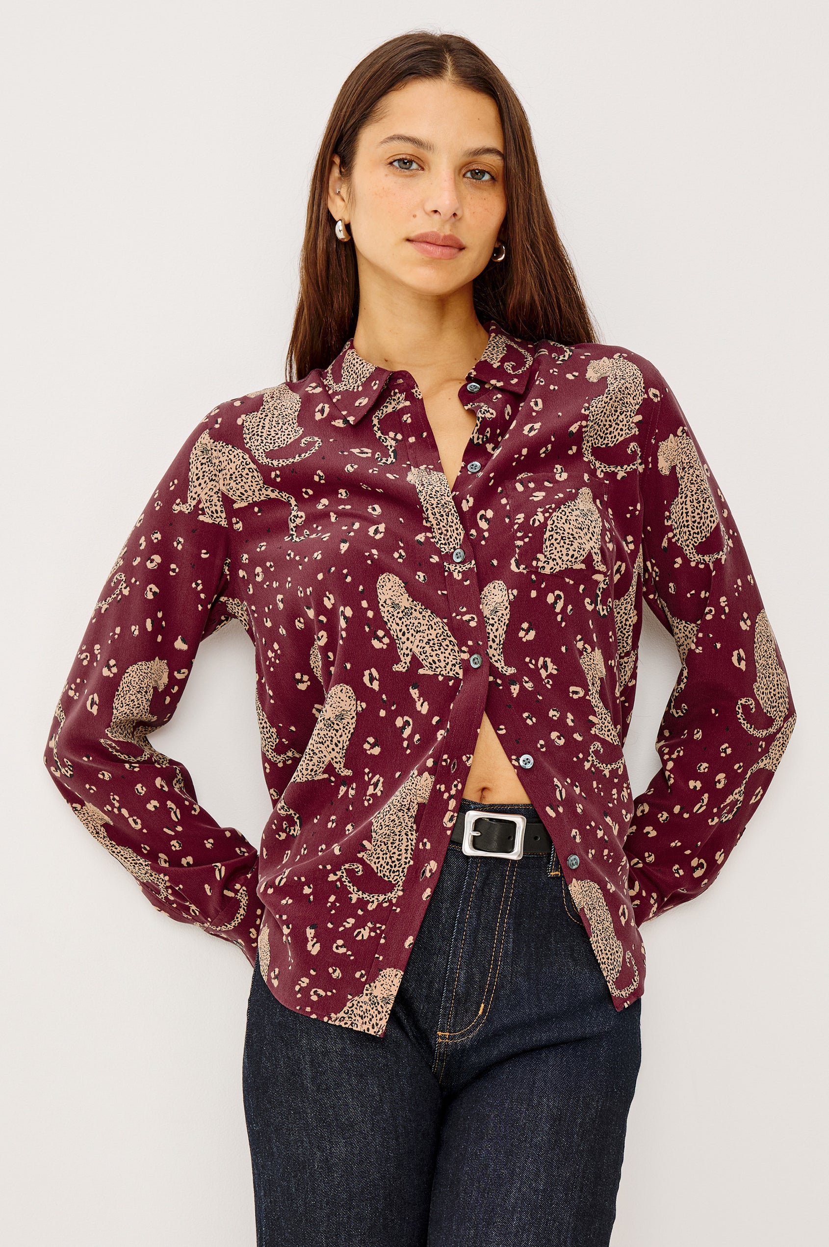 KATE SHIRT - OXBLOOD LEOPARD