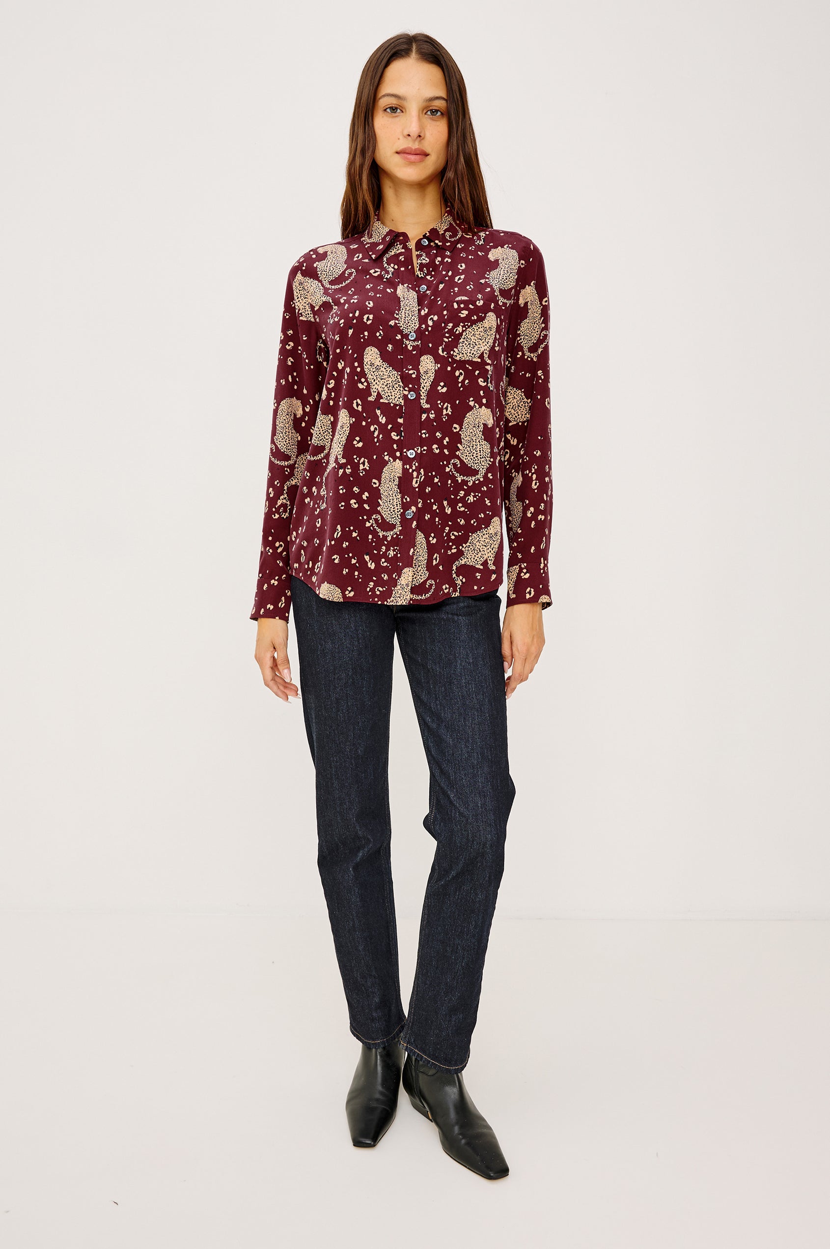 KATE SHIRT - OXBLOOD LEOPARD