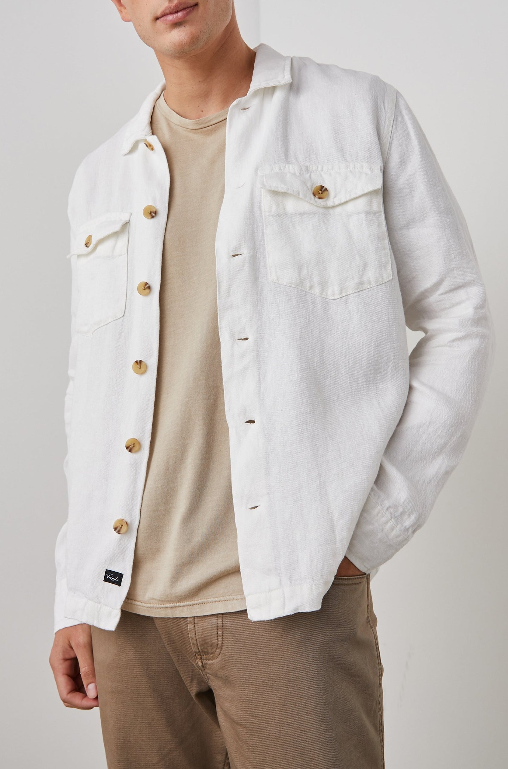 KEROUAC SHIRT JACKET PARCHMENT - MODELED