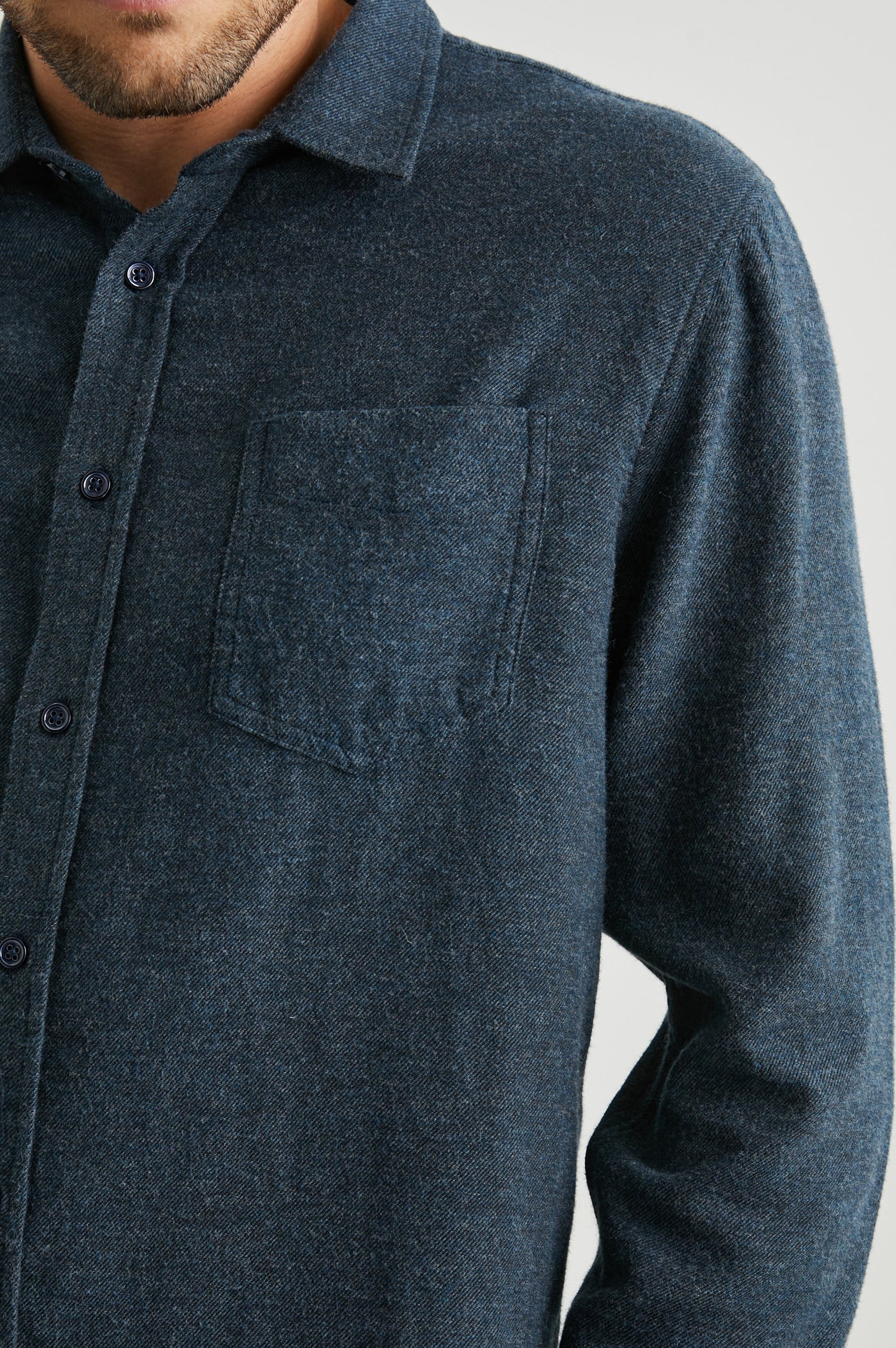 LENNOX SHIRT ABYSS MELANGE - FRONT BODY