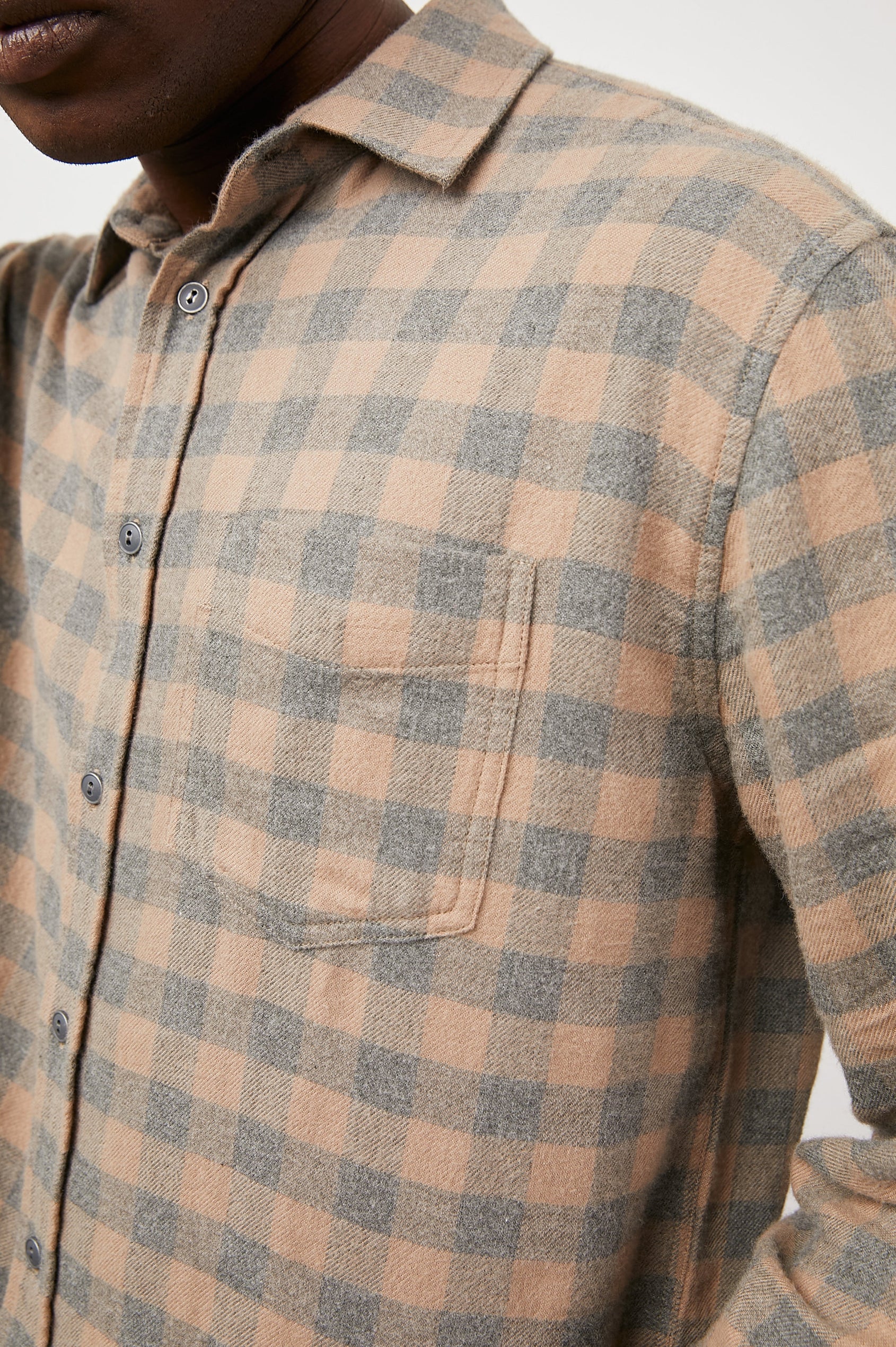 LENNOX CHARCOAL MIRE LONG SLEEVE BUTTON DOWN SHIRT- DETAILS