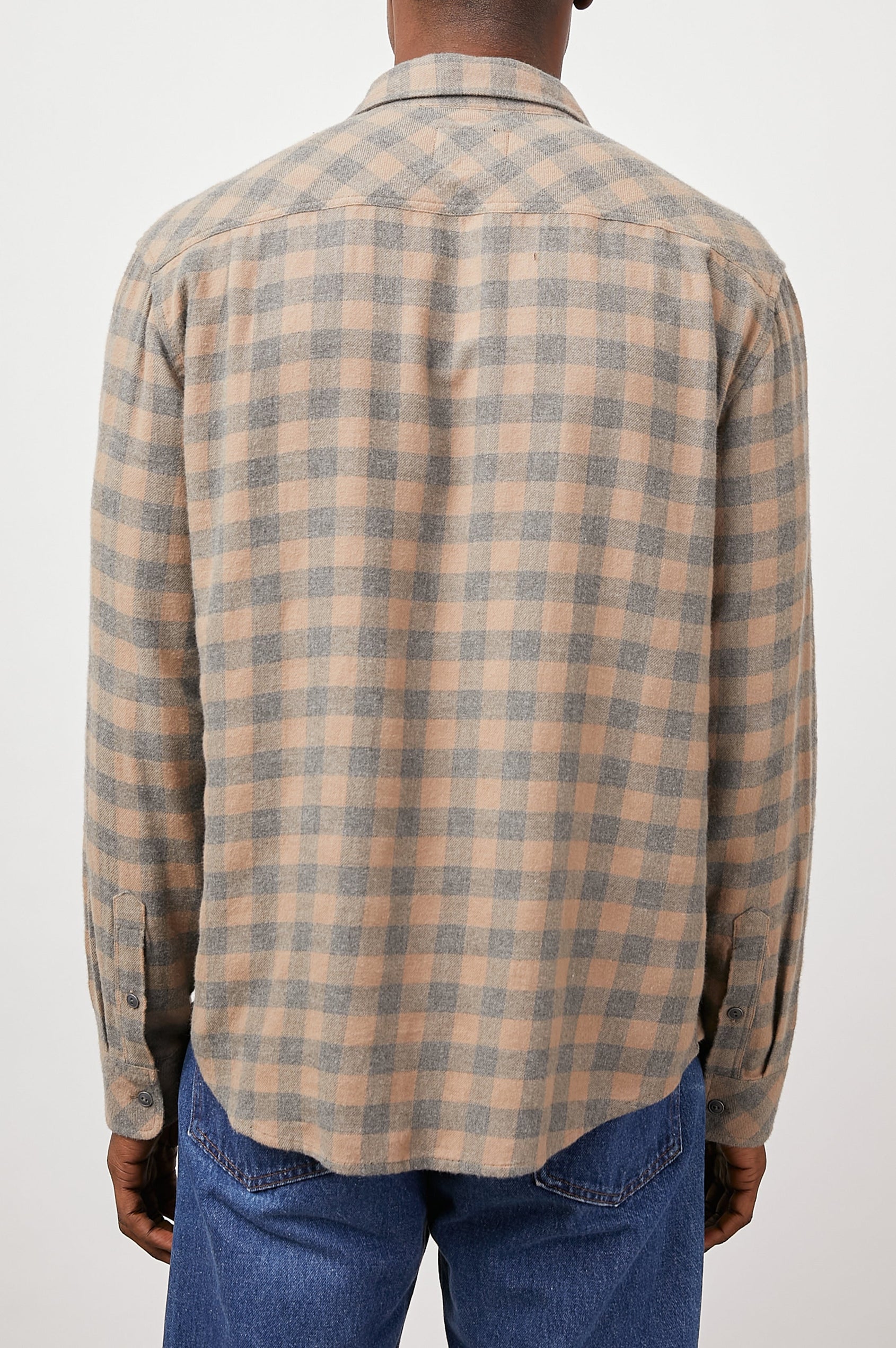 LENNOX CHARCOAL MIRE LONG SLEEVE BUTTON DOWN SHIRT- BACK