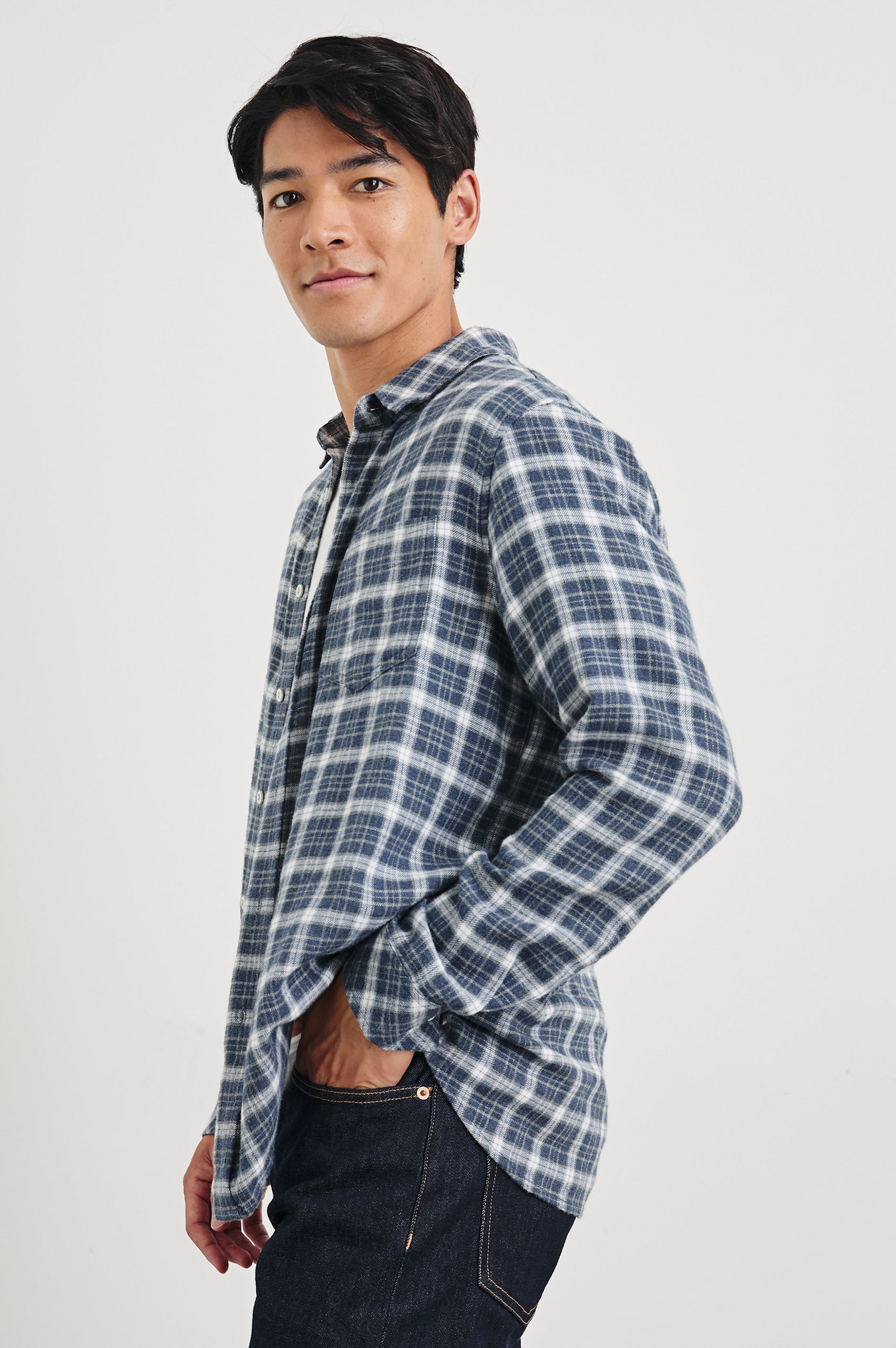 LENNOX SHIRT - DENIM WHITE GREY - FULL BODY