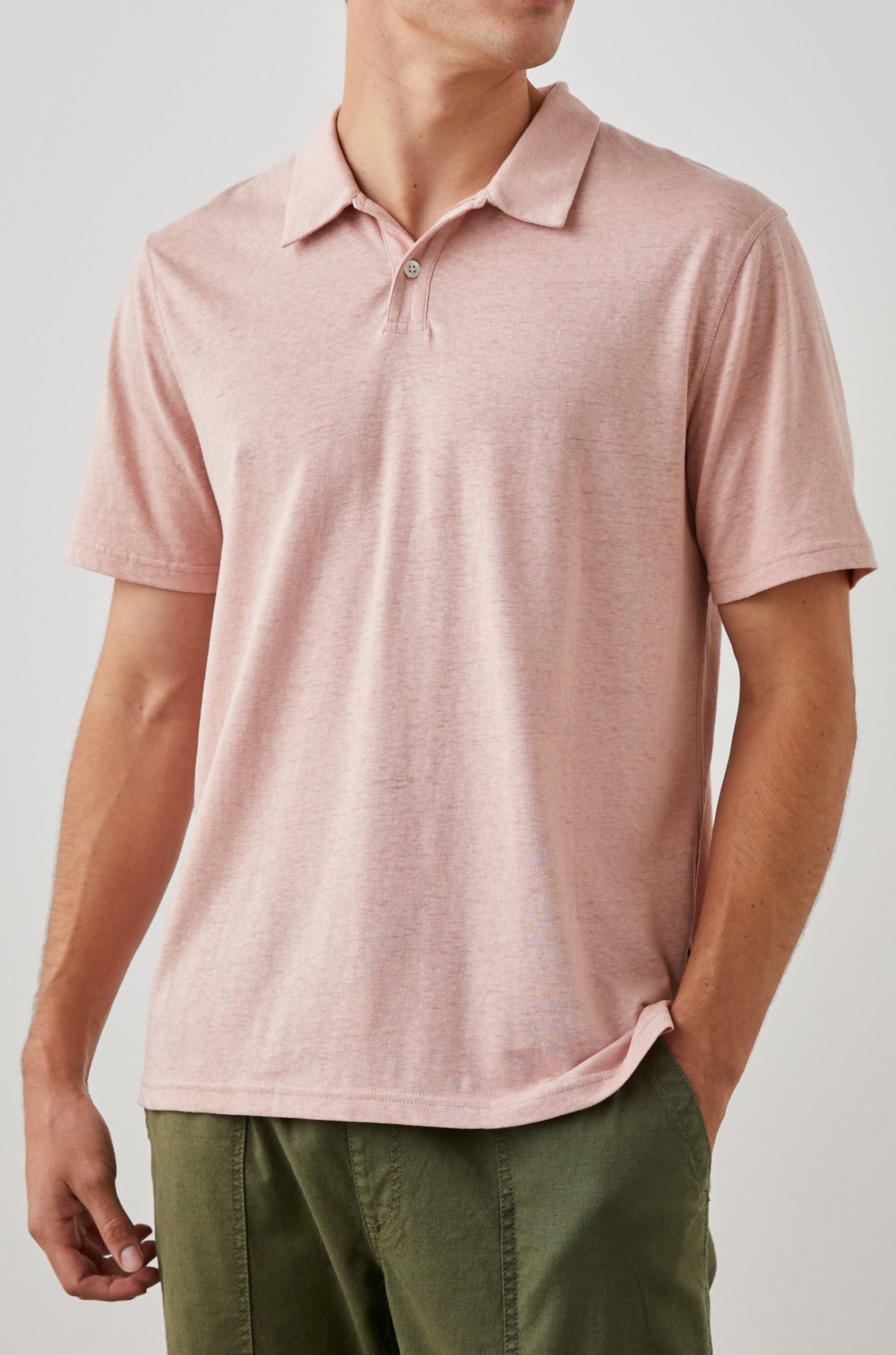 LEVANT POLO SHIRT FLAMINGO - FRONT IN MOTION
