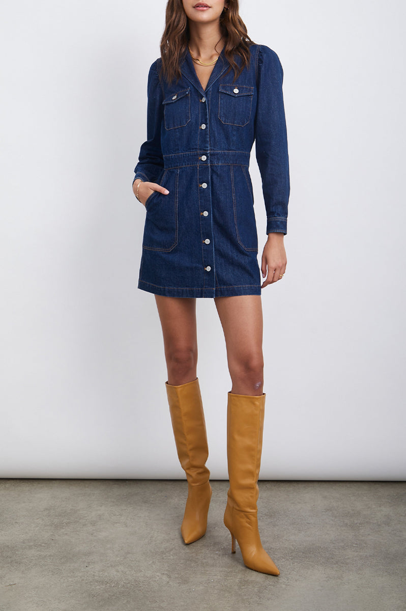 fitted lace wedding dress Sweet Looking Long Sleeve Denim Mini Dress