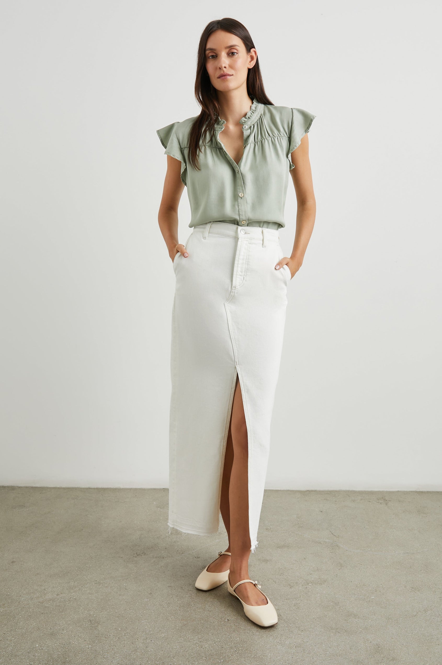 MANHATTAN SKIRT - ECRU - FULL BODY
