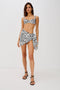 Matea Pareo Skirt in White and Black Abstract Playa Blanca Colorway.  Full Body Front View Shown on Model.