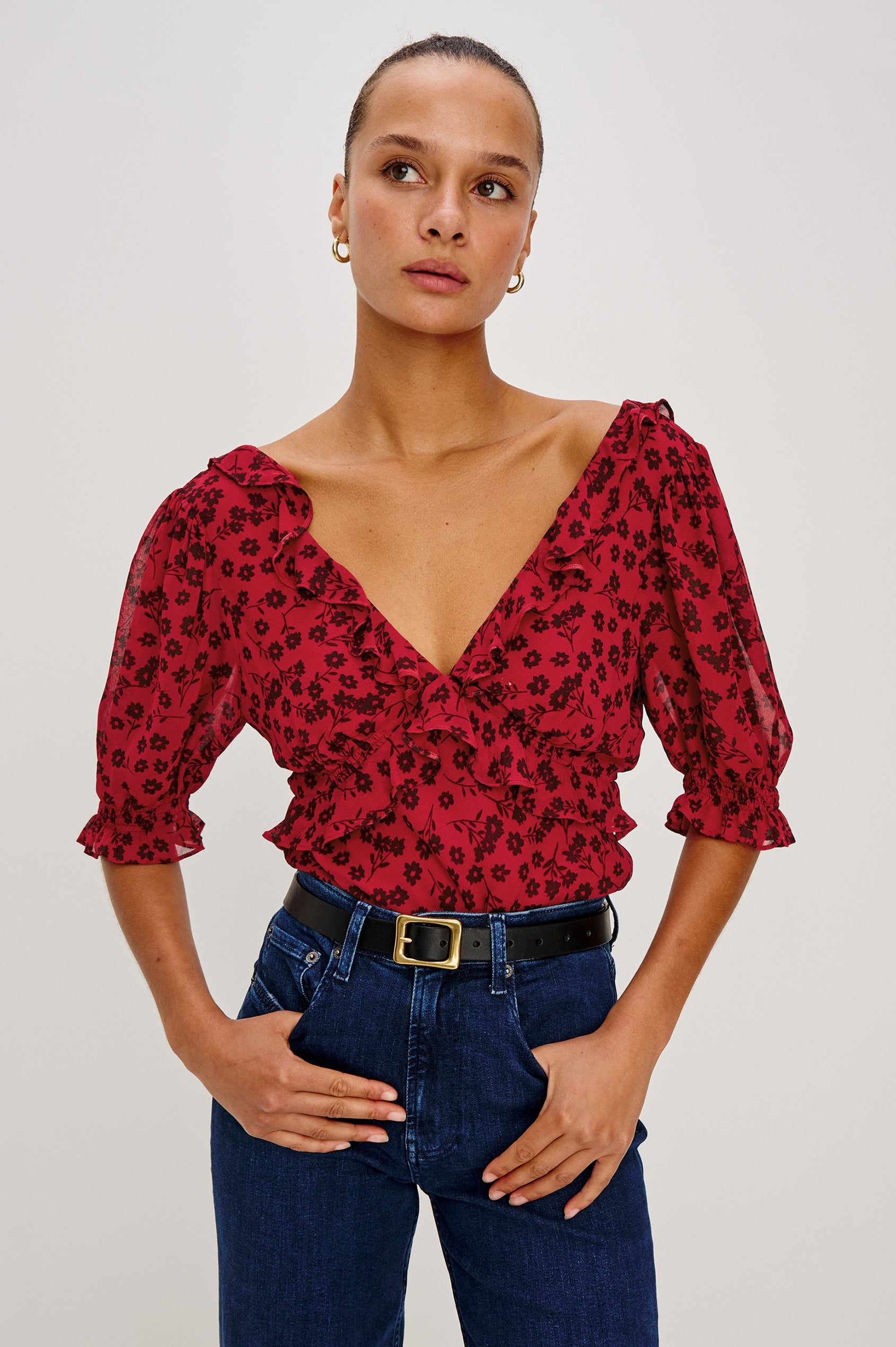 MIRAMAR TOP - CARMINE DAISIES