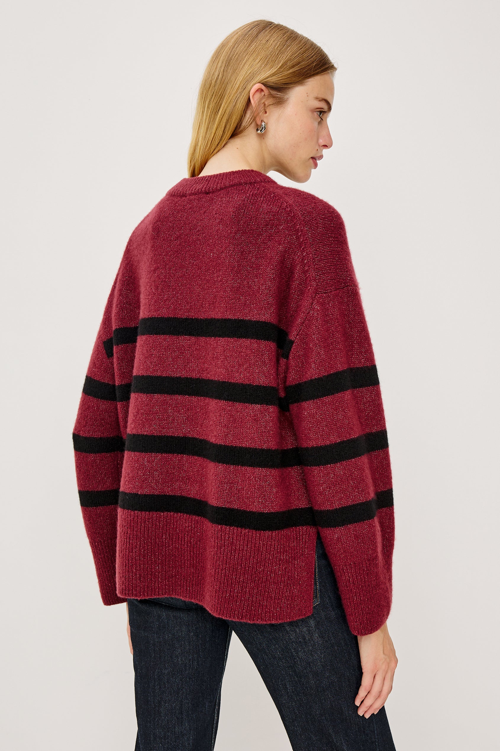 MIRANDA SWEATER - GARNET BLACK STRIPE