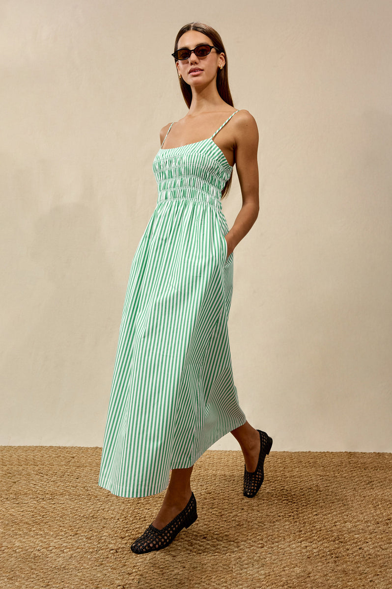 PRIMROSE DRESS - EMERALD STRIPE – Rails EU