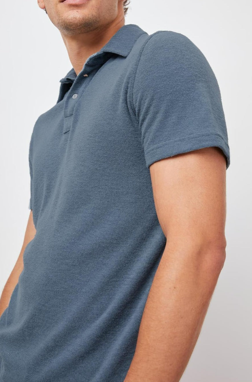 RHEN BLUE MIRAGE SHORT SLEEVE POLO-SIDE ANGLE