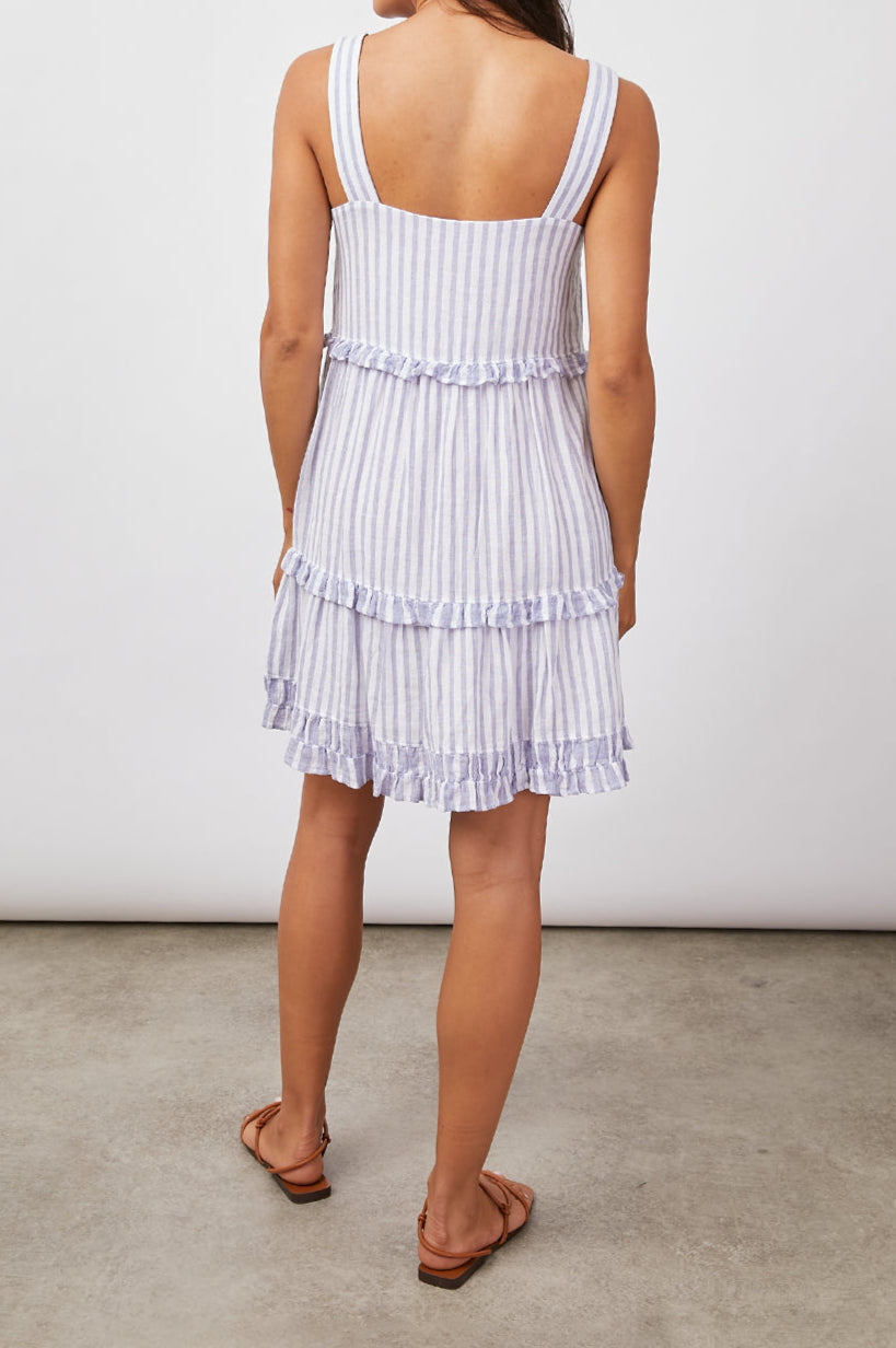SANDY BLUE IRIS STRIPE MIX DRESS-BACK