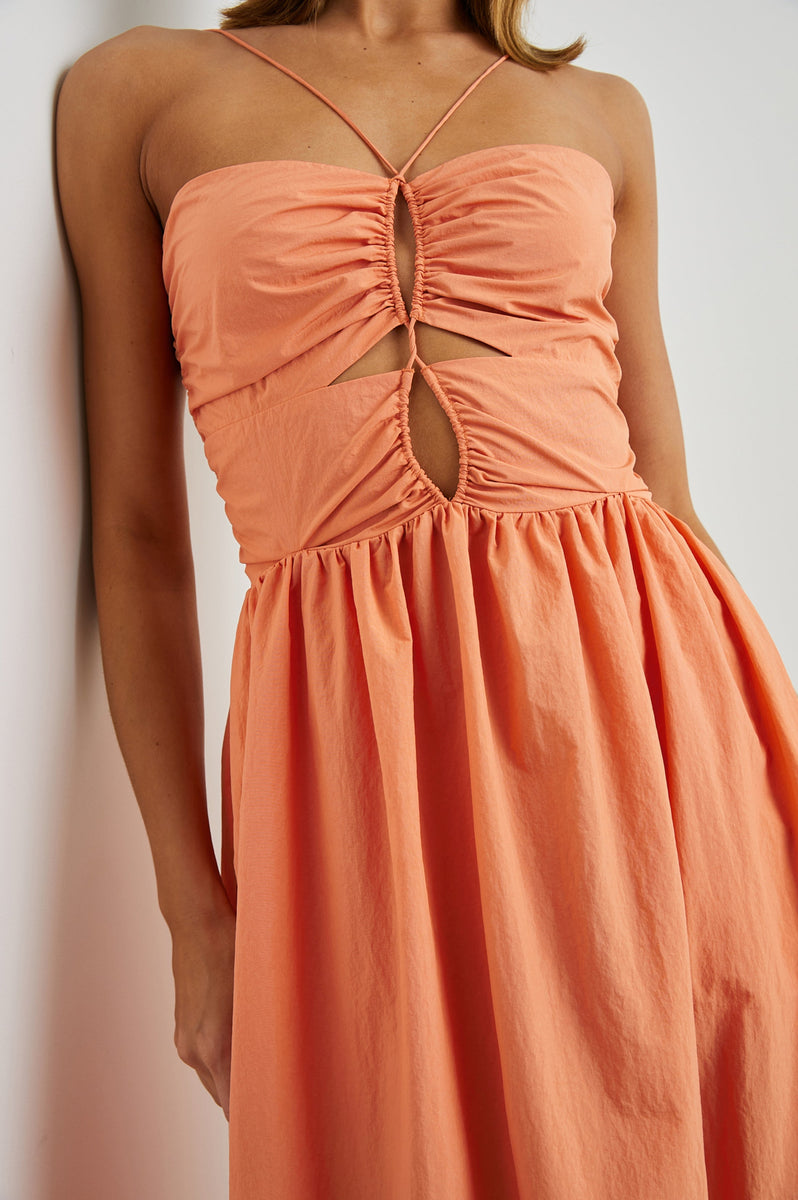 papaya red dress Black Halo Kiri Midi Dress in Papaya Punch