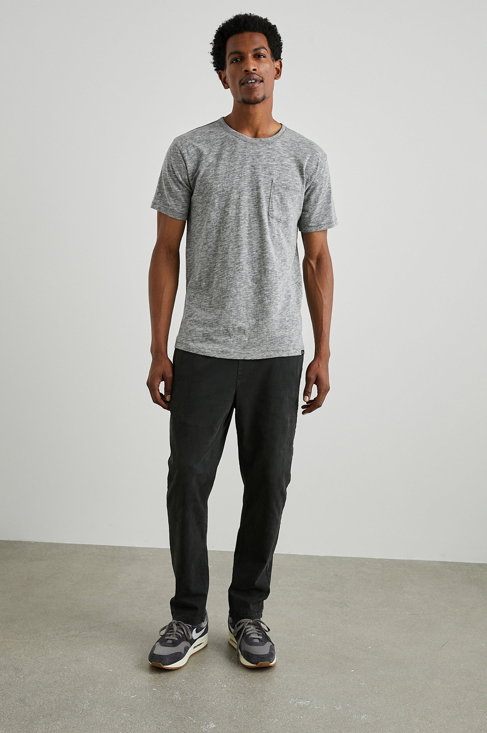 SKIPPER HEATHER GREY T-SHIRT - FULL BODY FRONT VIEW