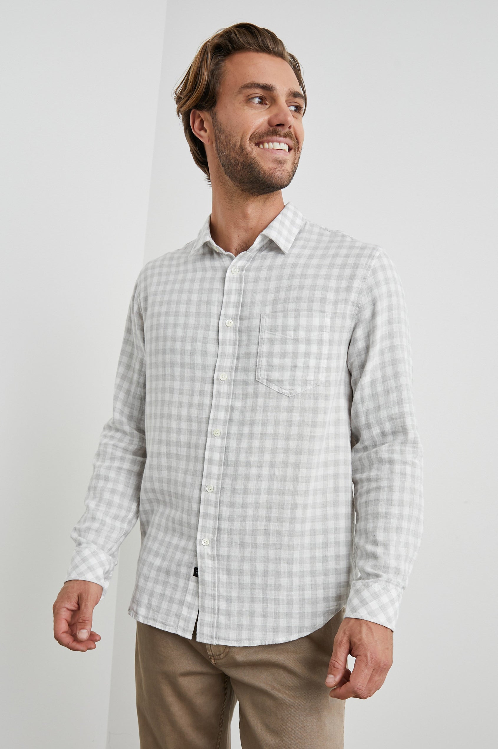 WYATT-GREY-GINGHAM-MELANGE- FRONT ANGLE