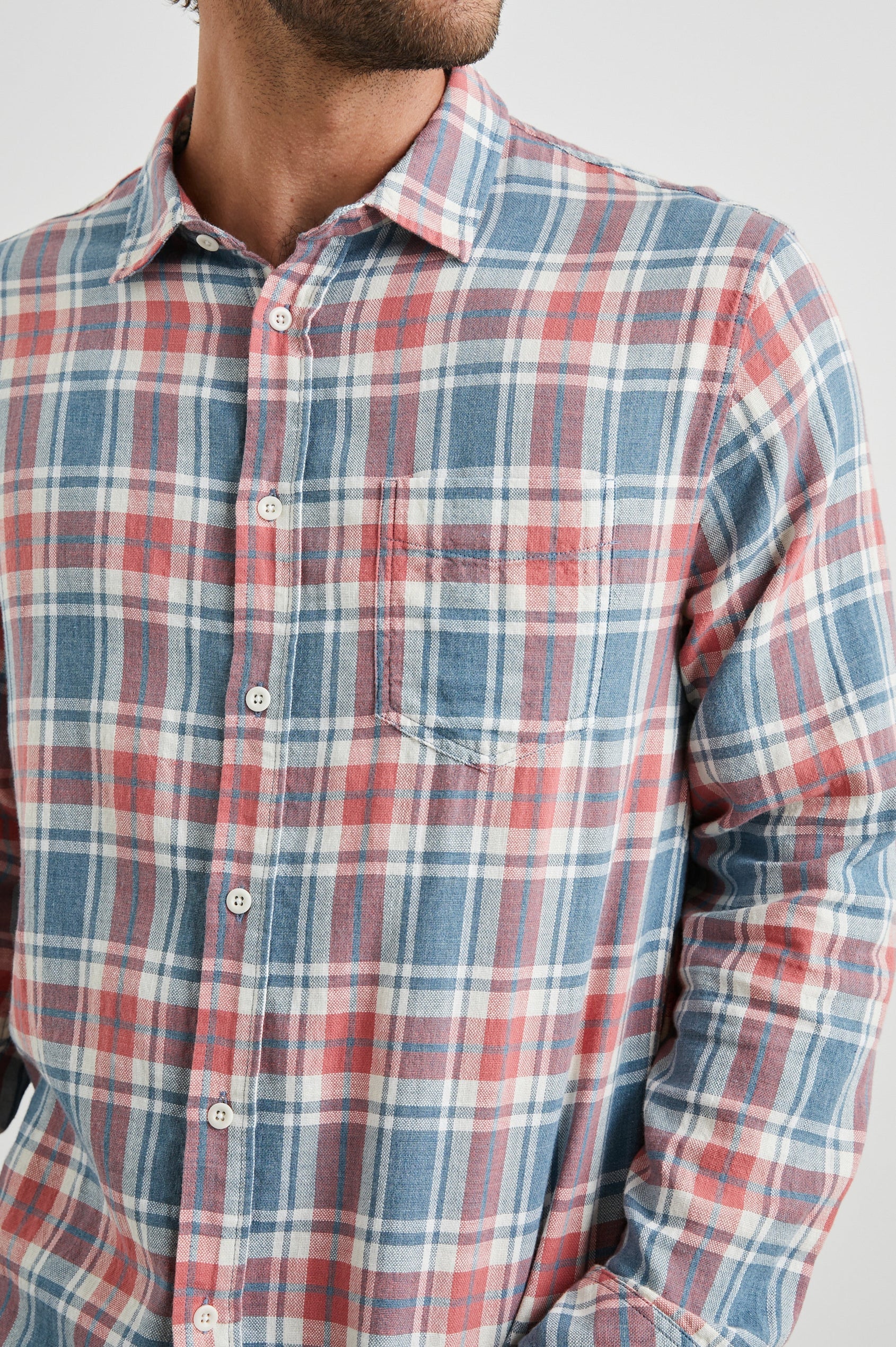 WYATT SHIRT - INDIGO MELANGE ROSE- DETAILS