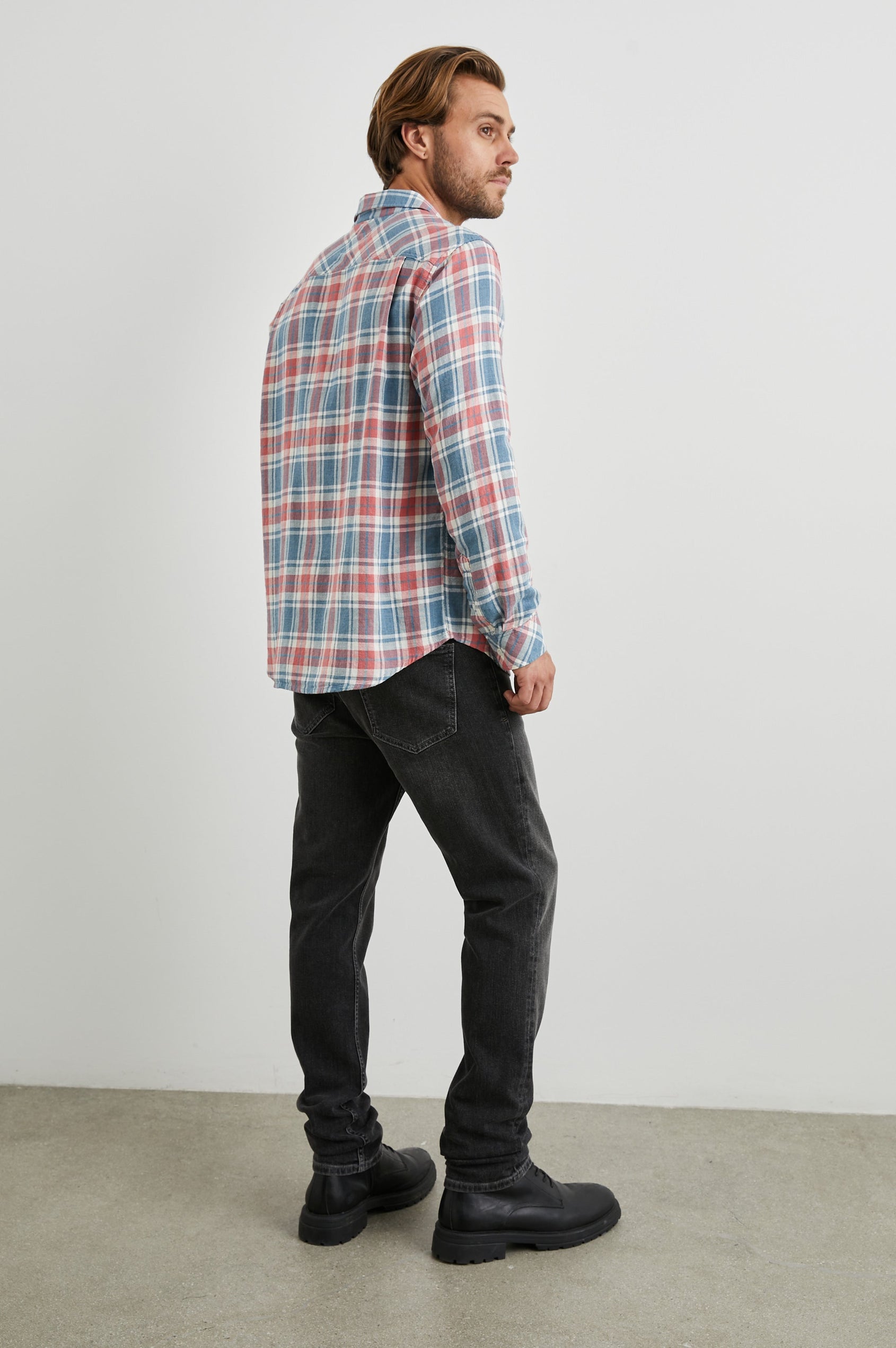 WYATT SHIRT - INDIGO MELANGE ROSE
