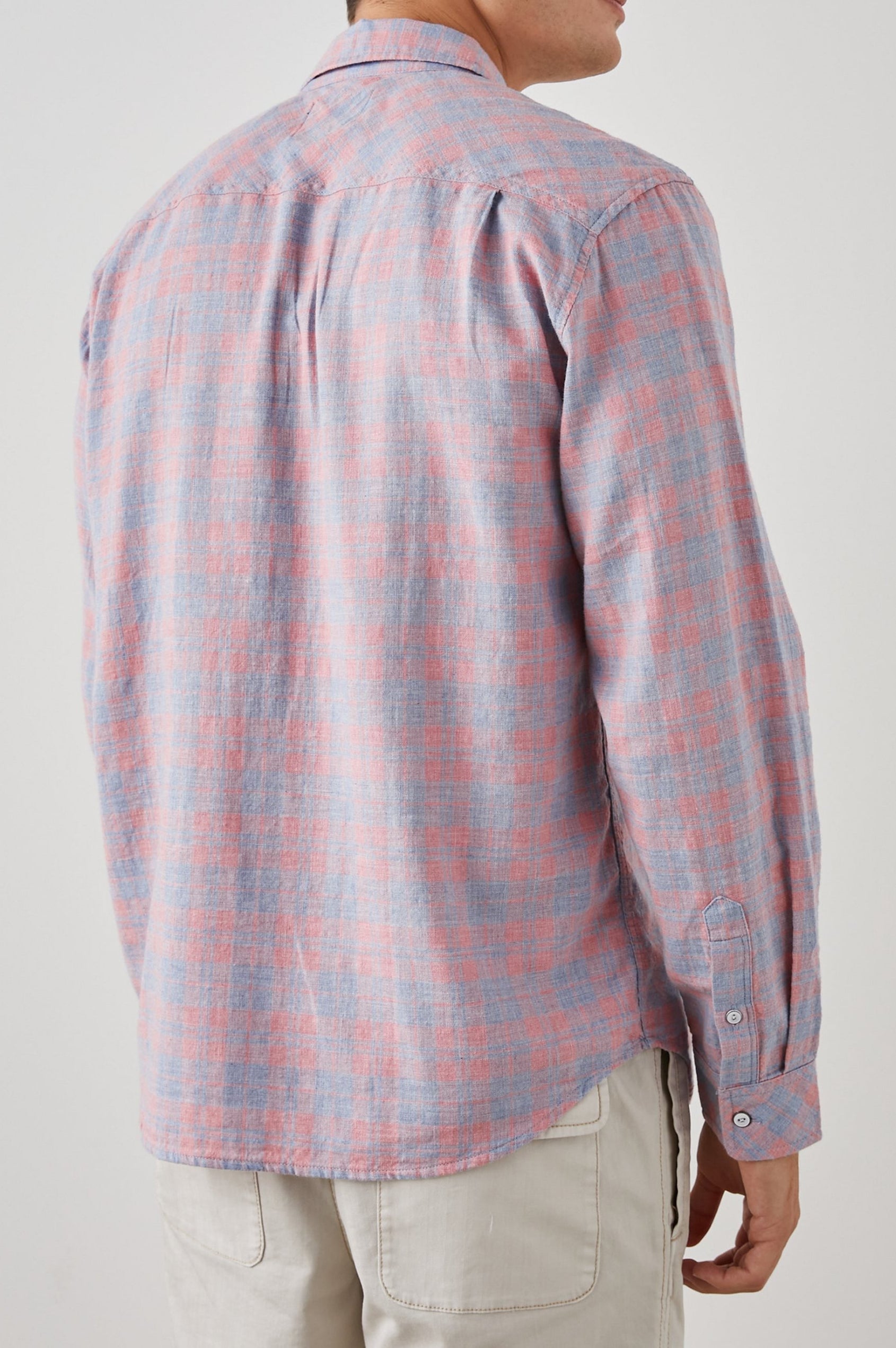 WYATT SHIRT INDIGO PAPAYA MELANGE - BACK