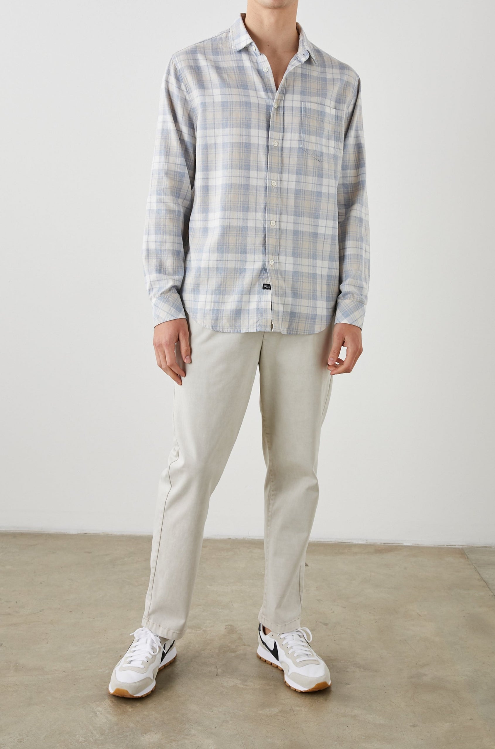 WYATT MIRROR CREAM MELANGE SHIRT - FRONT