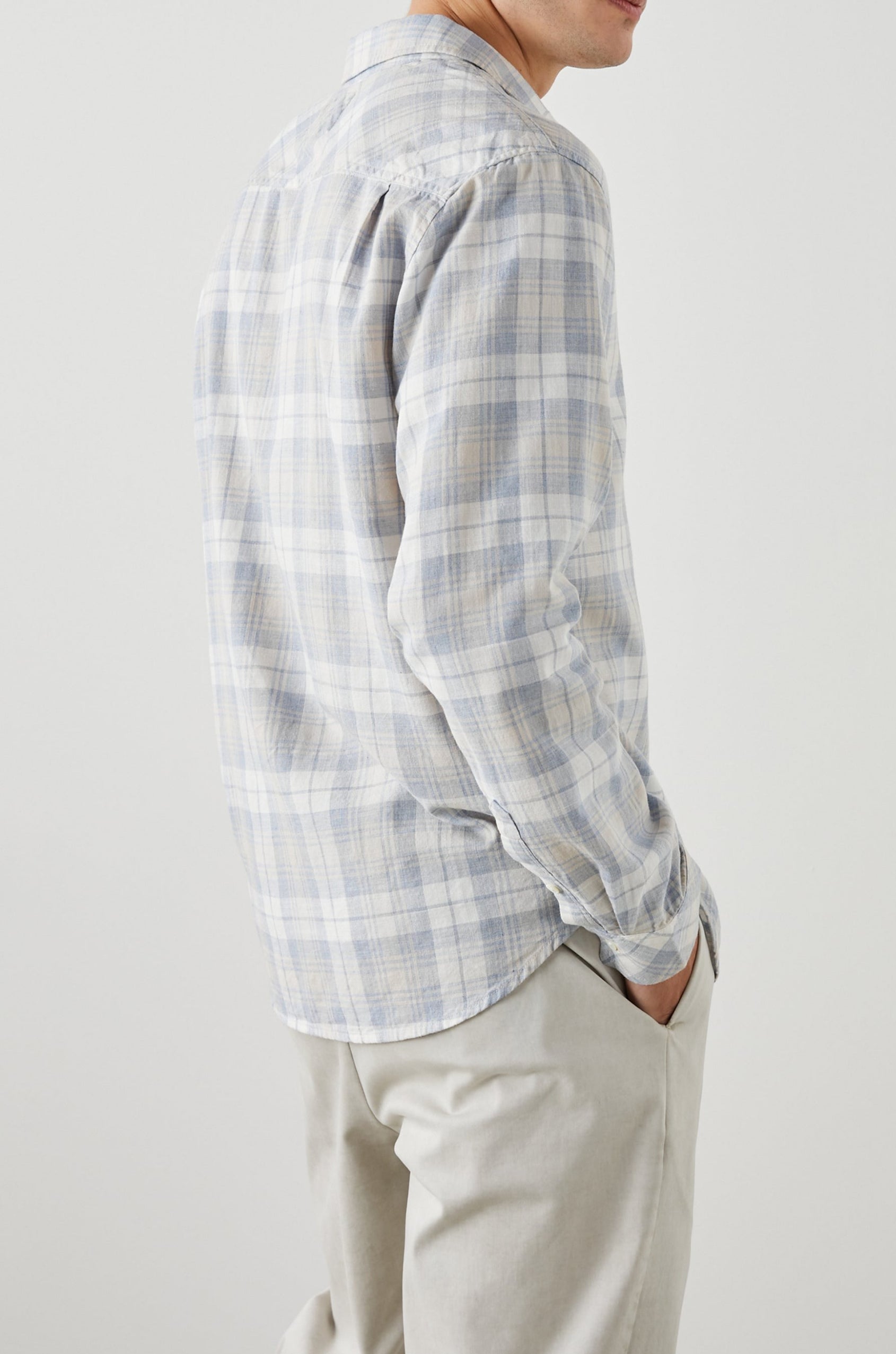WYATT MIRROR CREAM MELANGE SHIRT - SIDE