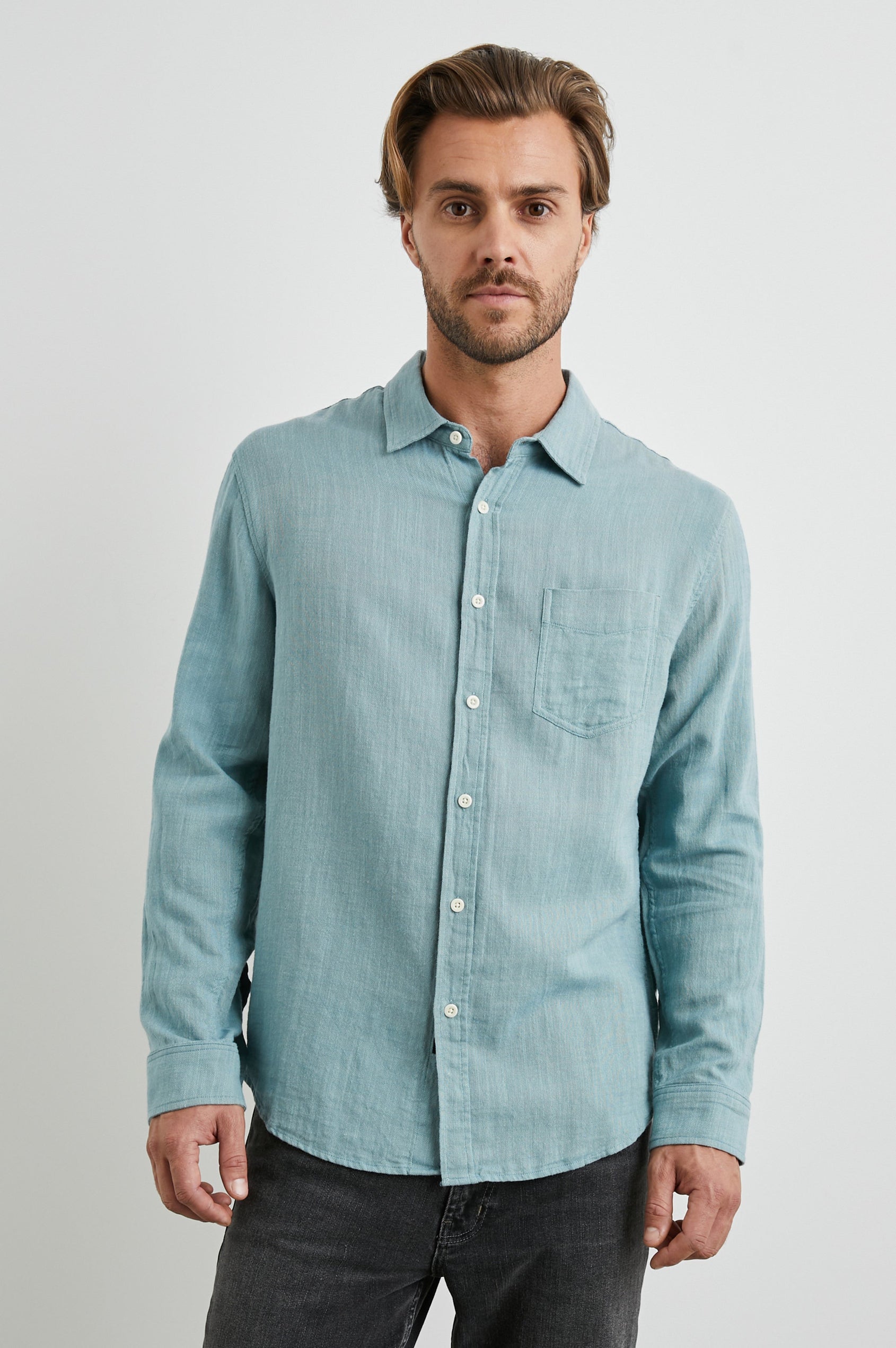 WYATT SHIRT SEA GREEN - FRONT BODY