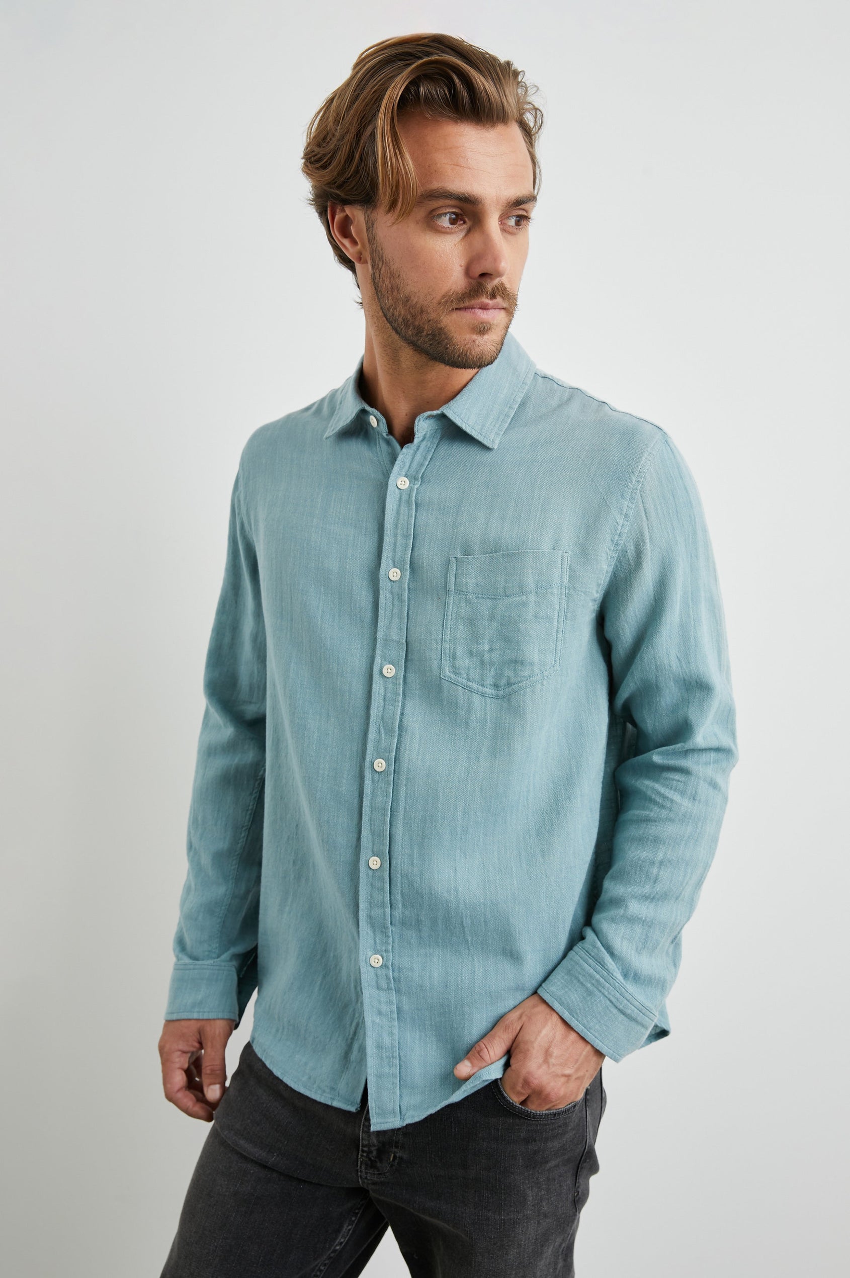 WYATT SHIRT SEA GREEN - SIDE BODY