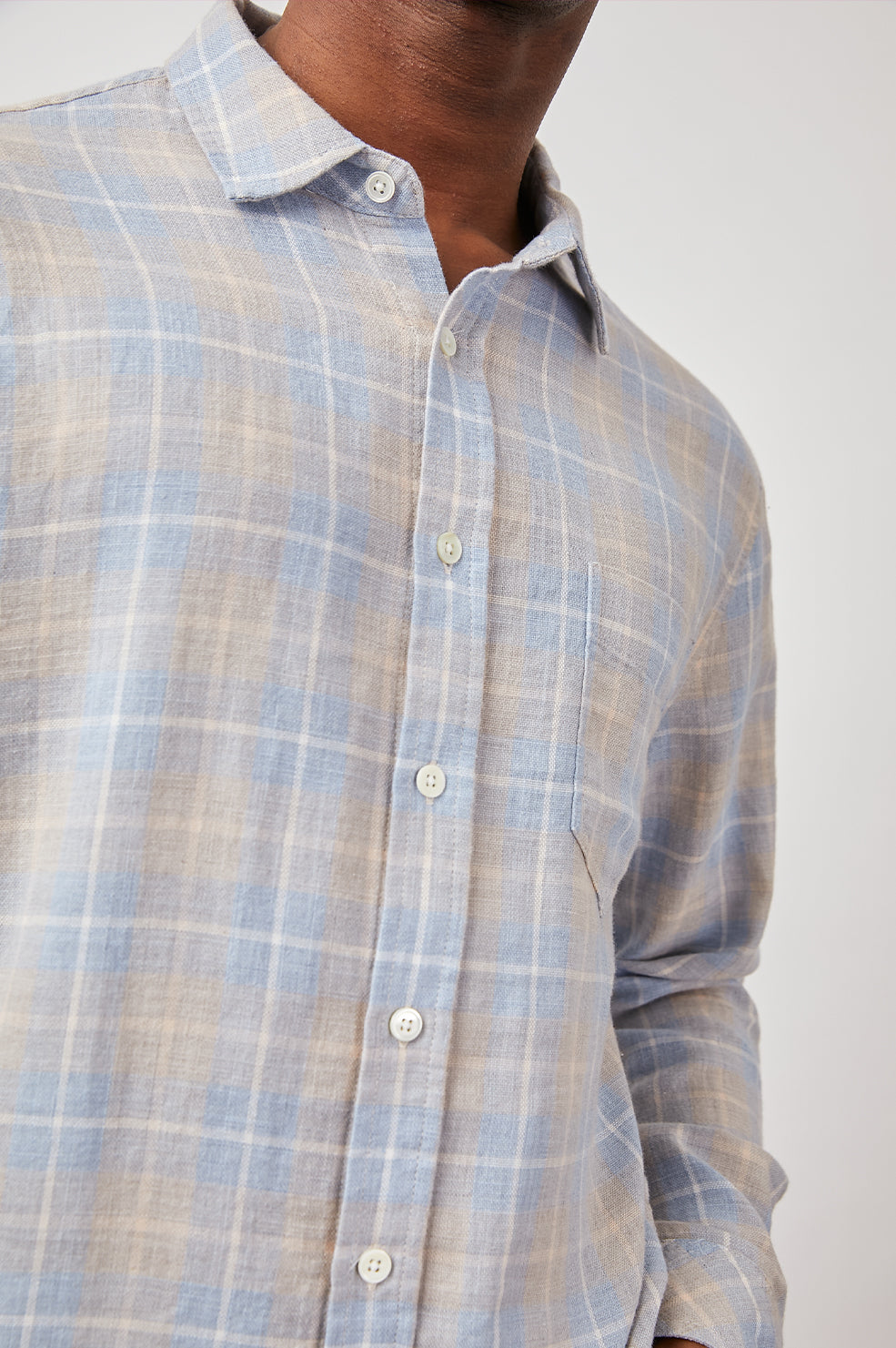 WYATT SHORELINE PEACH TIDE LONG SLEEVE BUTTON DOWN-DETAIL