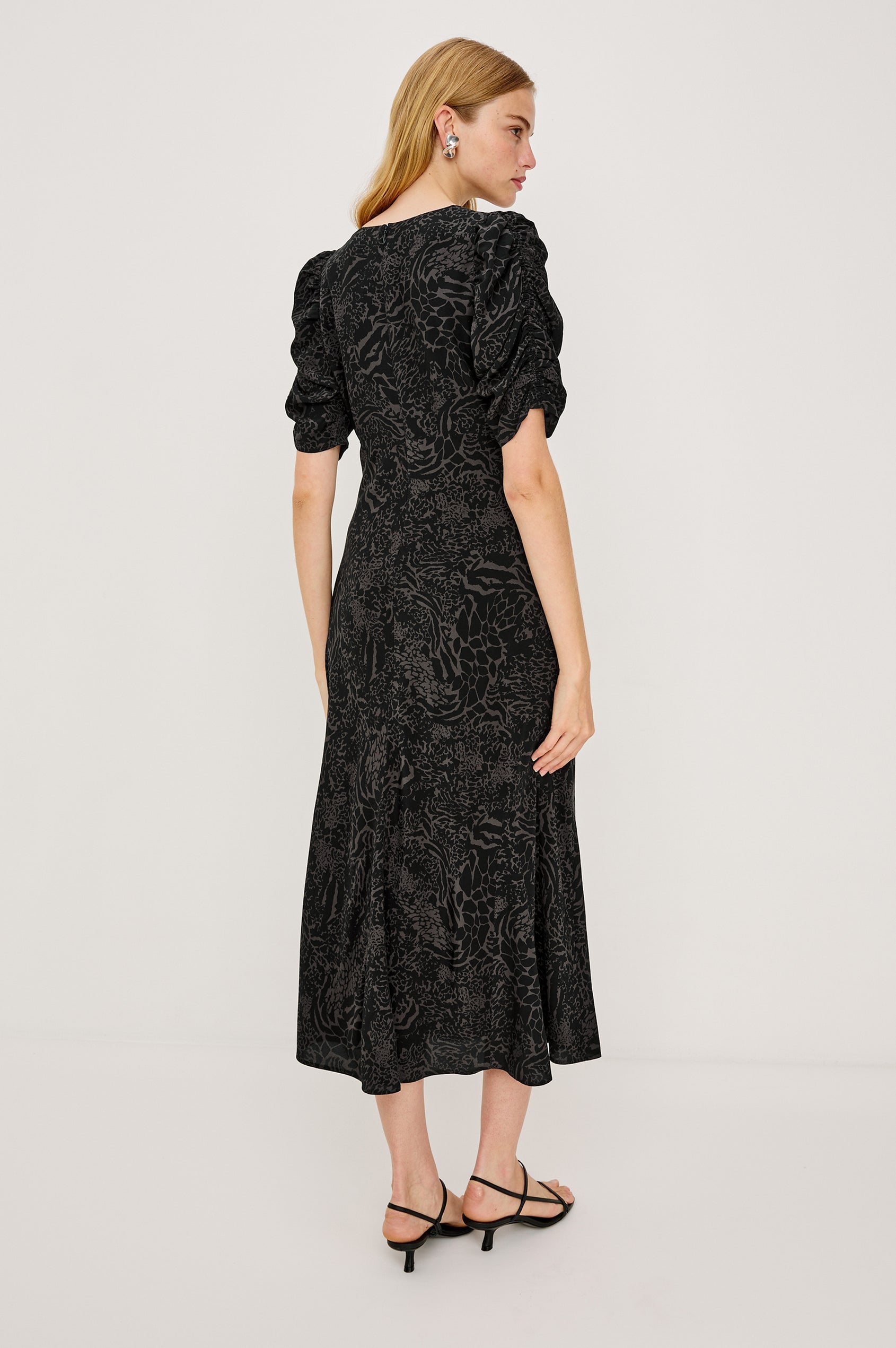 ZARIAH DRESS - CHARCOAL MIXED ANIMAL