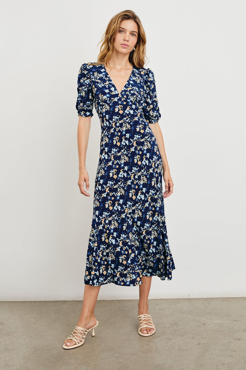 navy blue floral midi dress Navy Blue Floral Sleeveless Midi Dress | Womens | Small (Available in XXS, XS, M, L, XL) | 100% Polyester
