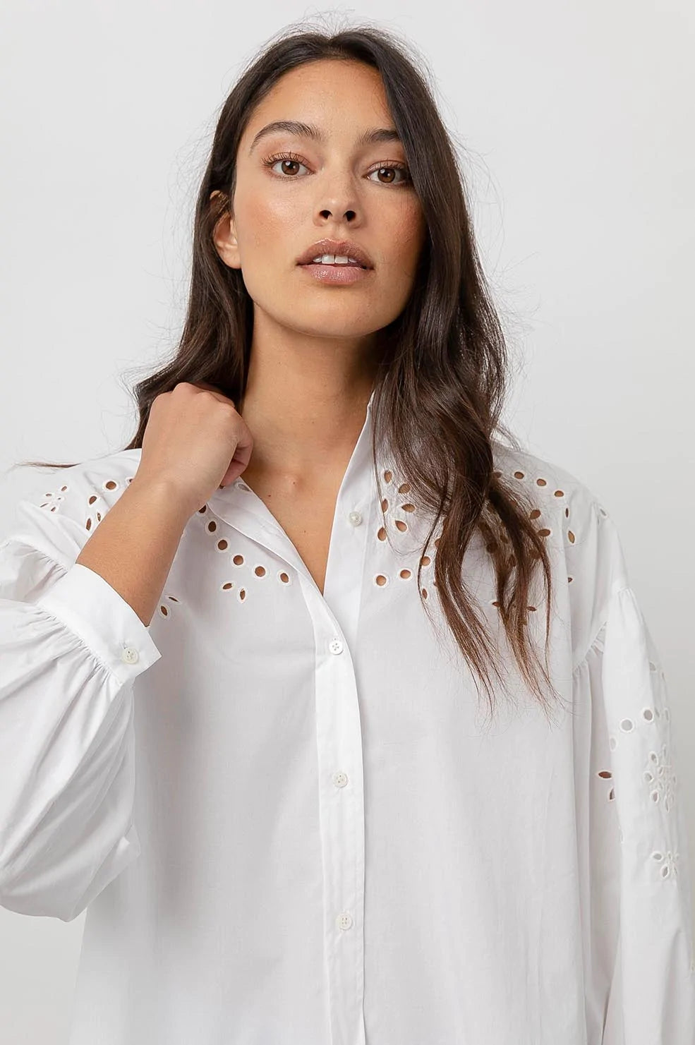 Alister White Button Down Long Sleeve Shirt - detail