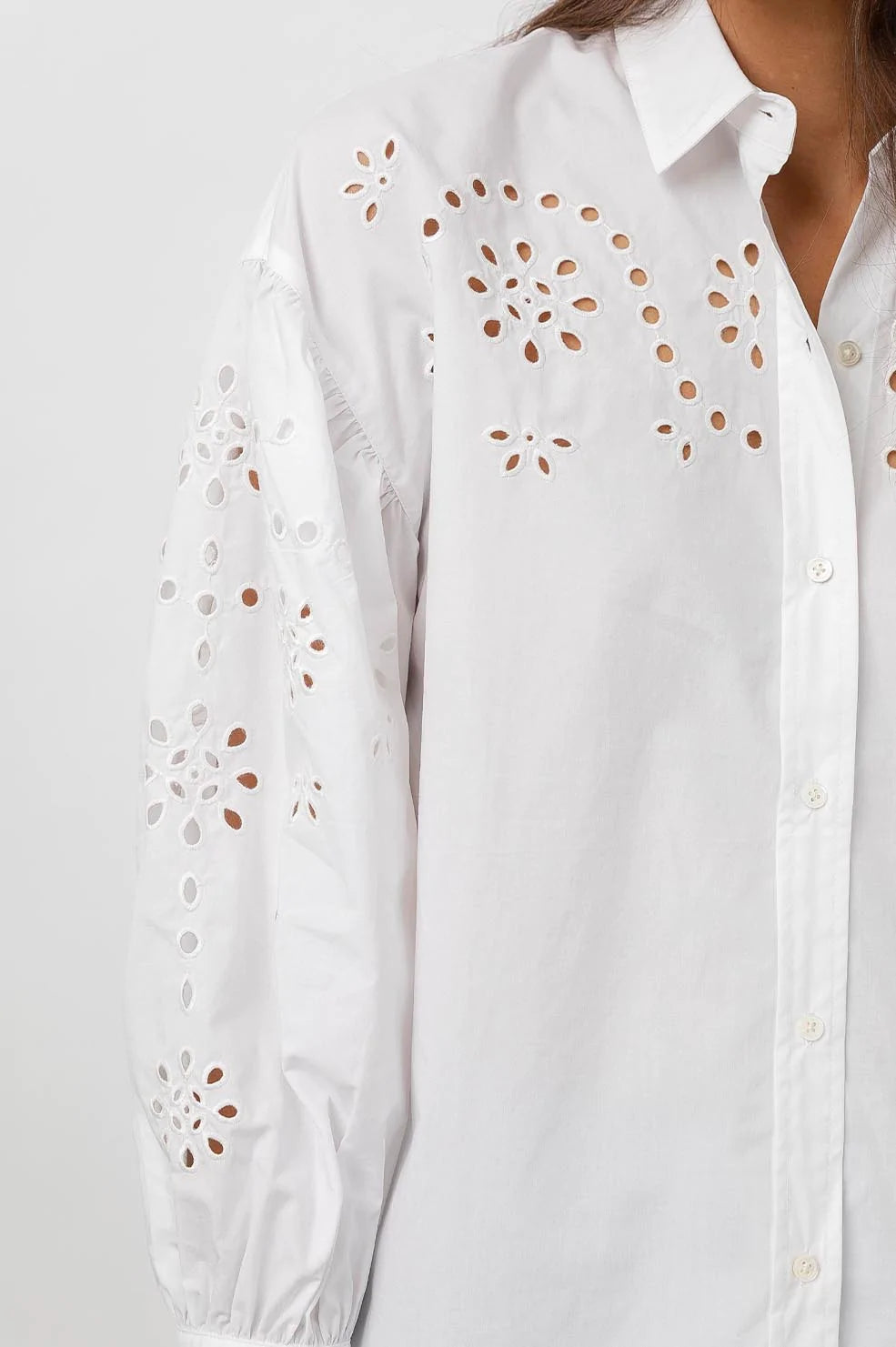 Alister White Button Down Long Sleeve Shirt- detail